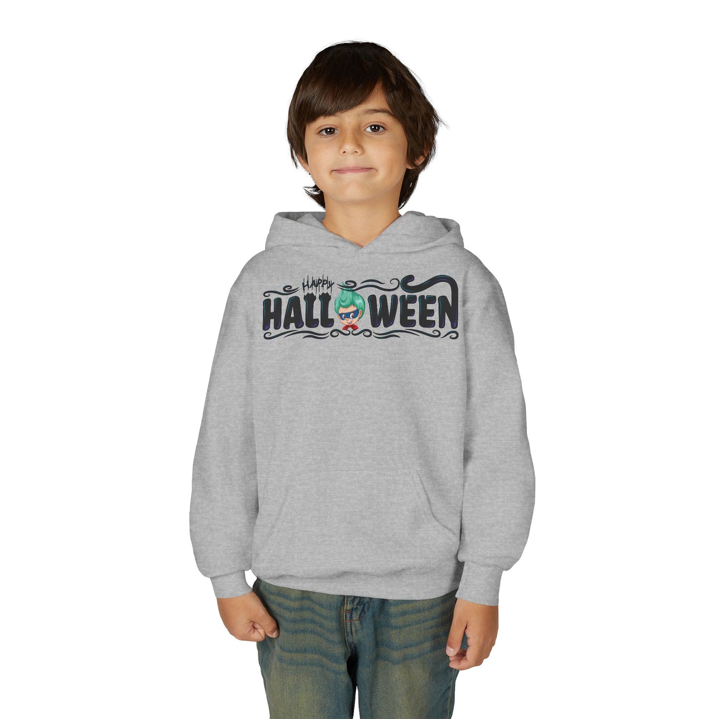 Youth Heavy Blend Hooded Sweatshirt - Happy halloween by super kiddo