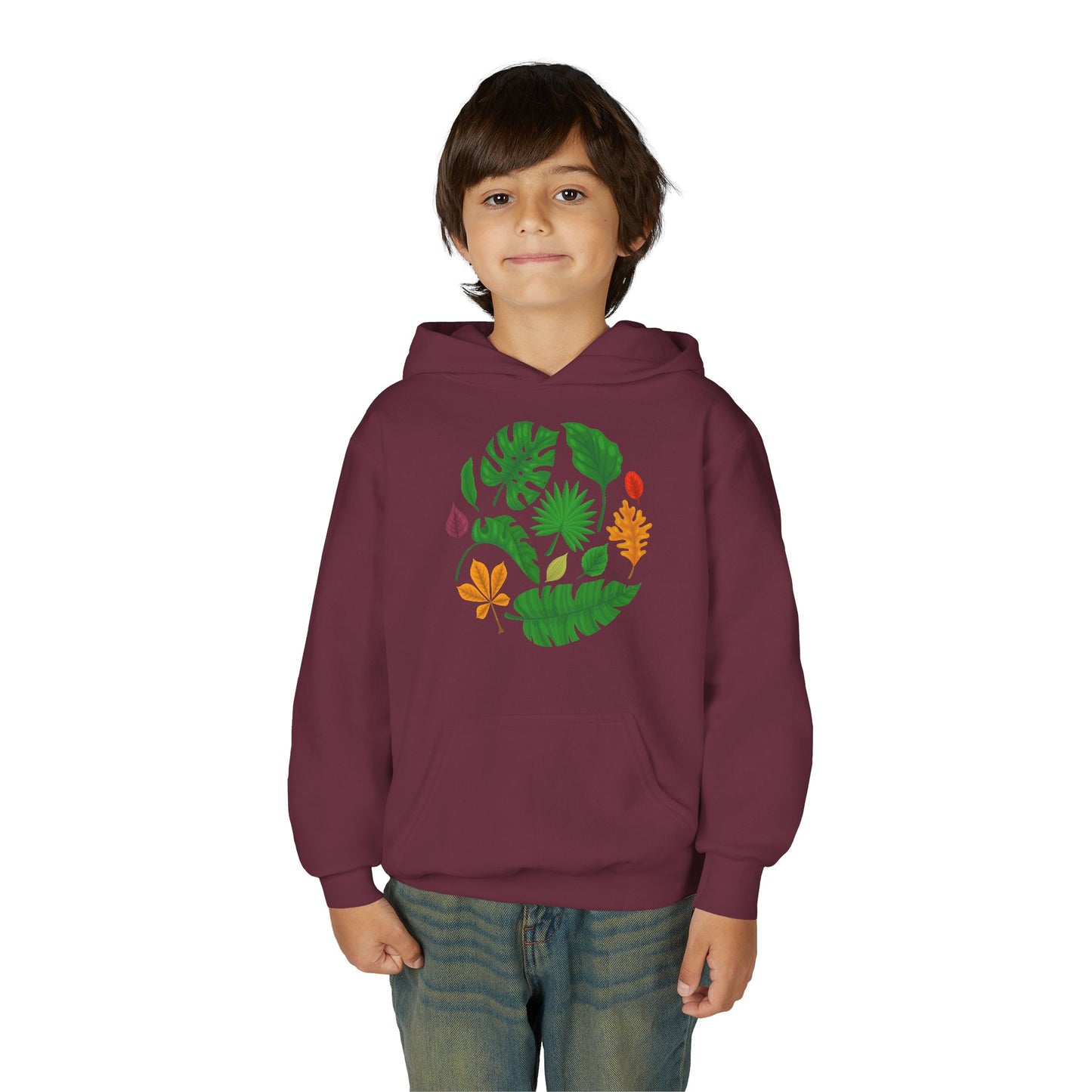 Youth Heavy Blend Hooded Sweatshirt - Beautiful leaves