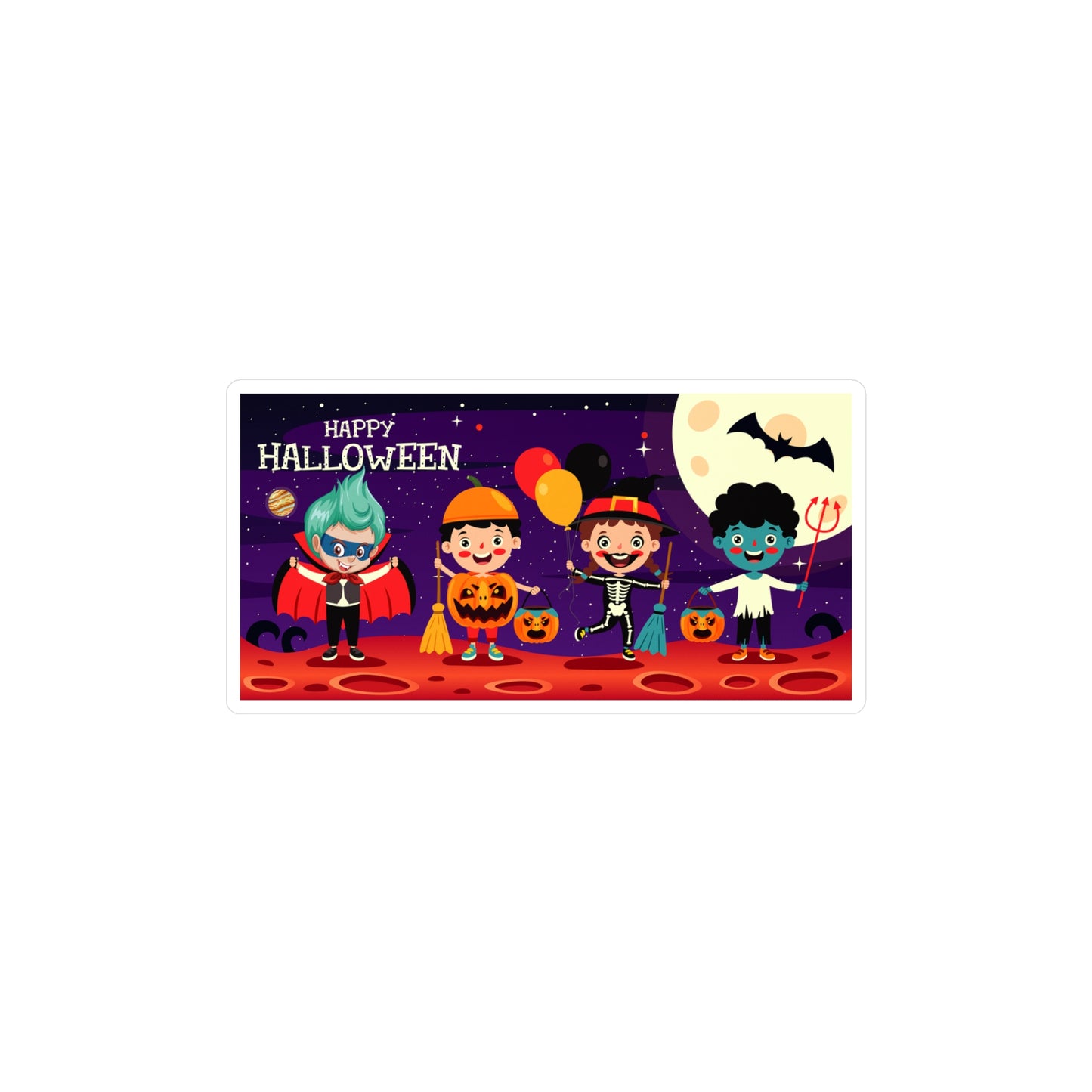 Halloween Kiss-Cut Vinyl Decals – Super kiddo with friends on holloween