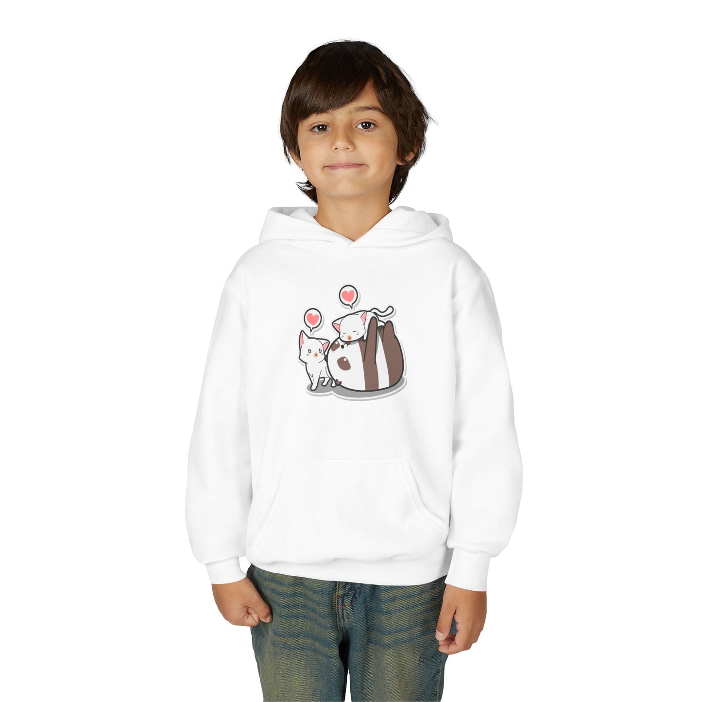 Youth Heavy Blend Hooded Sweatshirt - The panda and cat