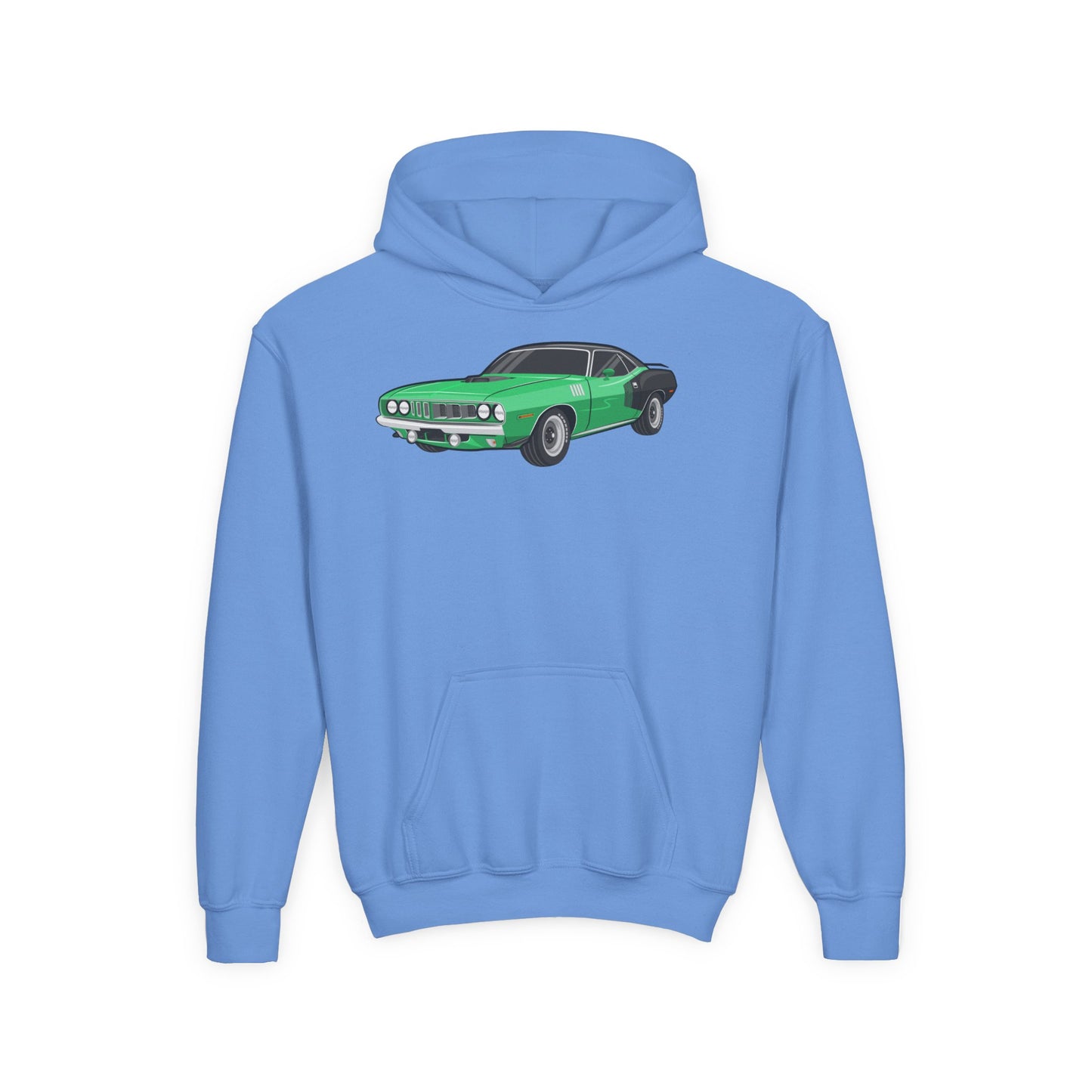 Youth Heavy Blend Hooded Sweatshirt - Vintage green car