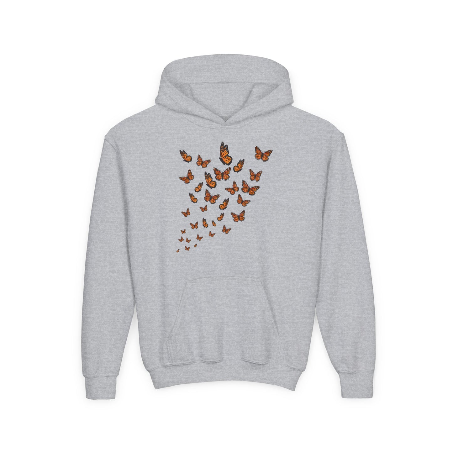 Youth Heavy Blend Hooded Sweatshirt - Group of monarch butterfly
