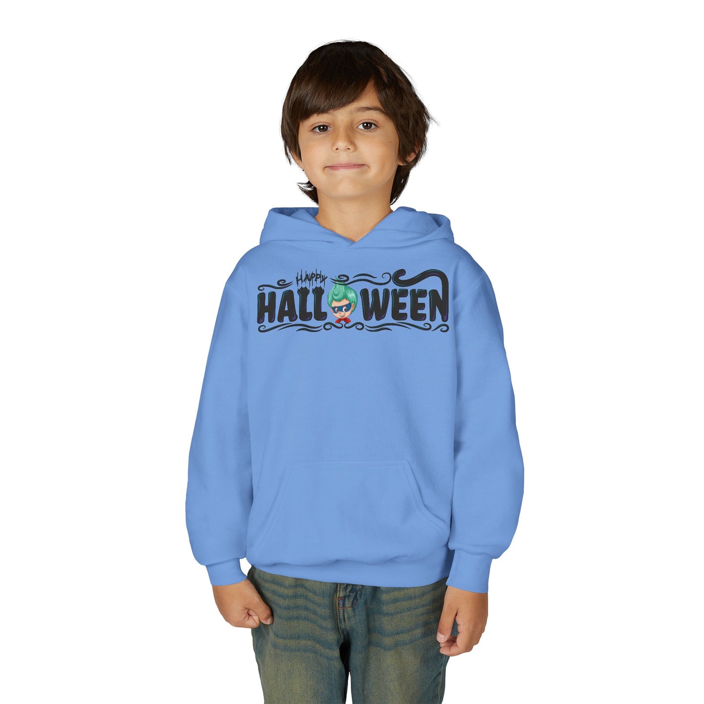 Youth Heavy Blend Hooded Sweatshirt - Happy halloween by super kiddo