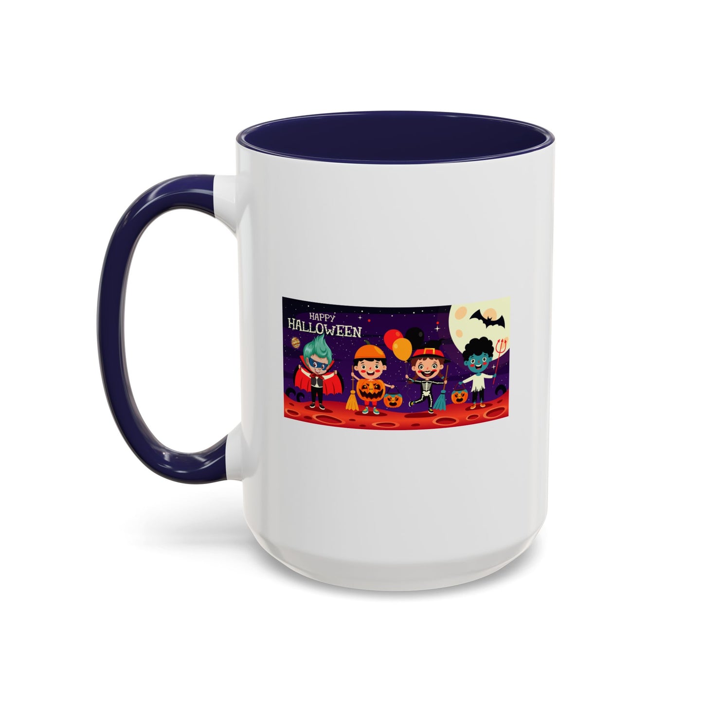 Accent Coffee Mug - Super kiddo with friends on holloween