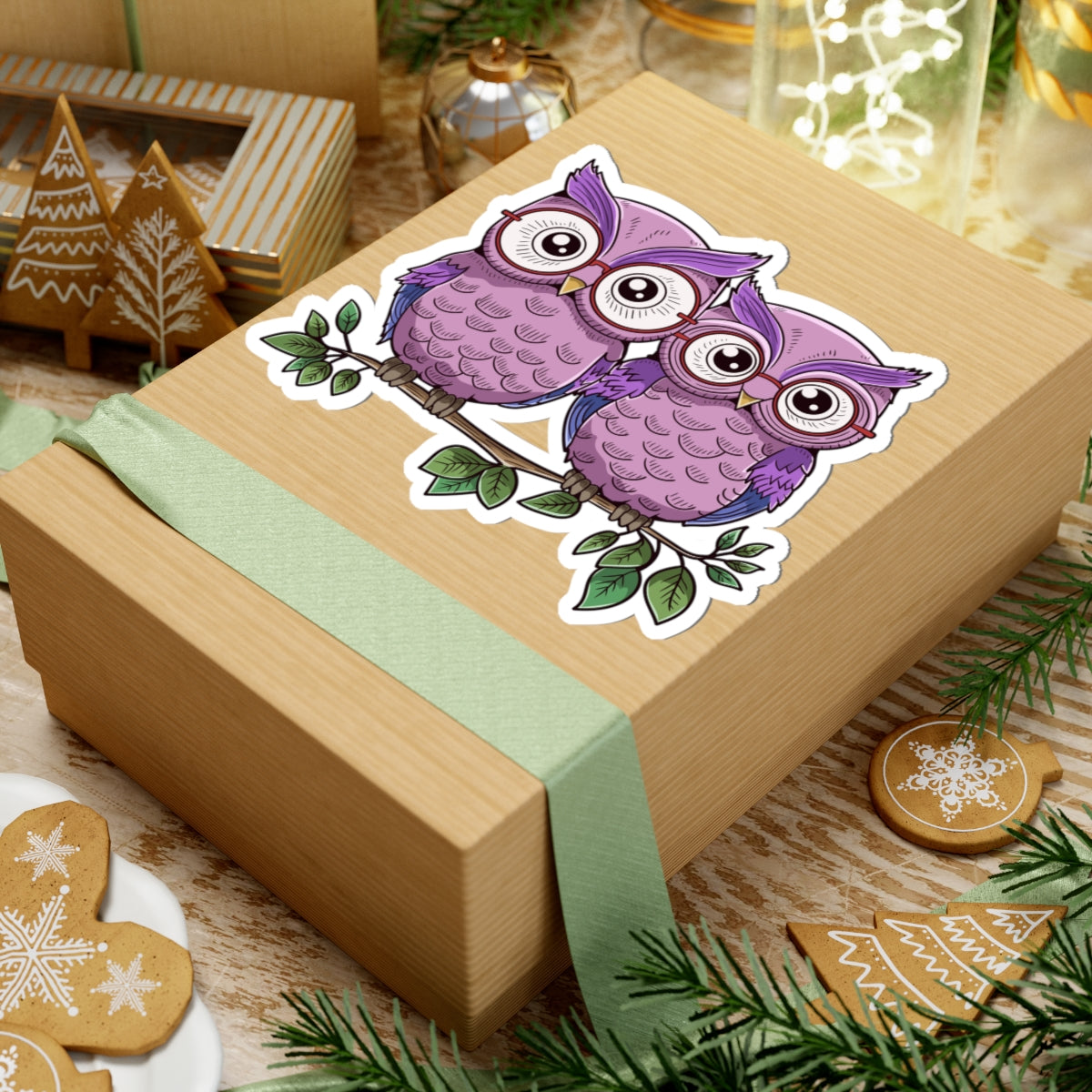 Kiss-Cut Stickers - Couple owl