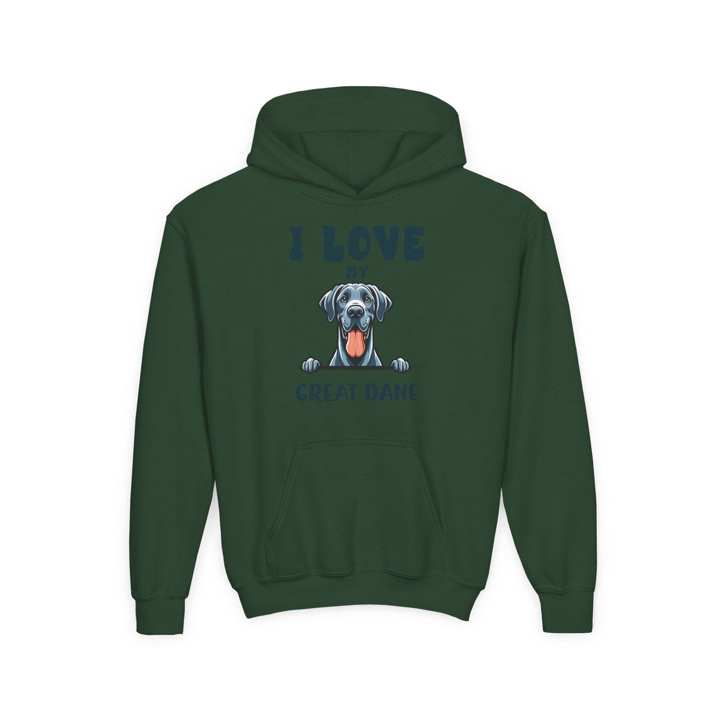 Youth Heavy Blend Hooded Sweatshirt - I love my Great Dane