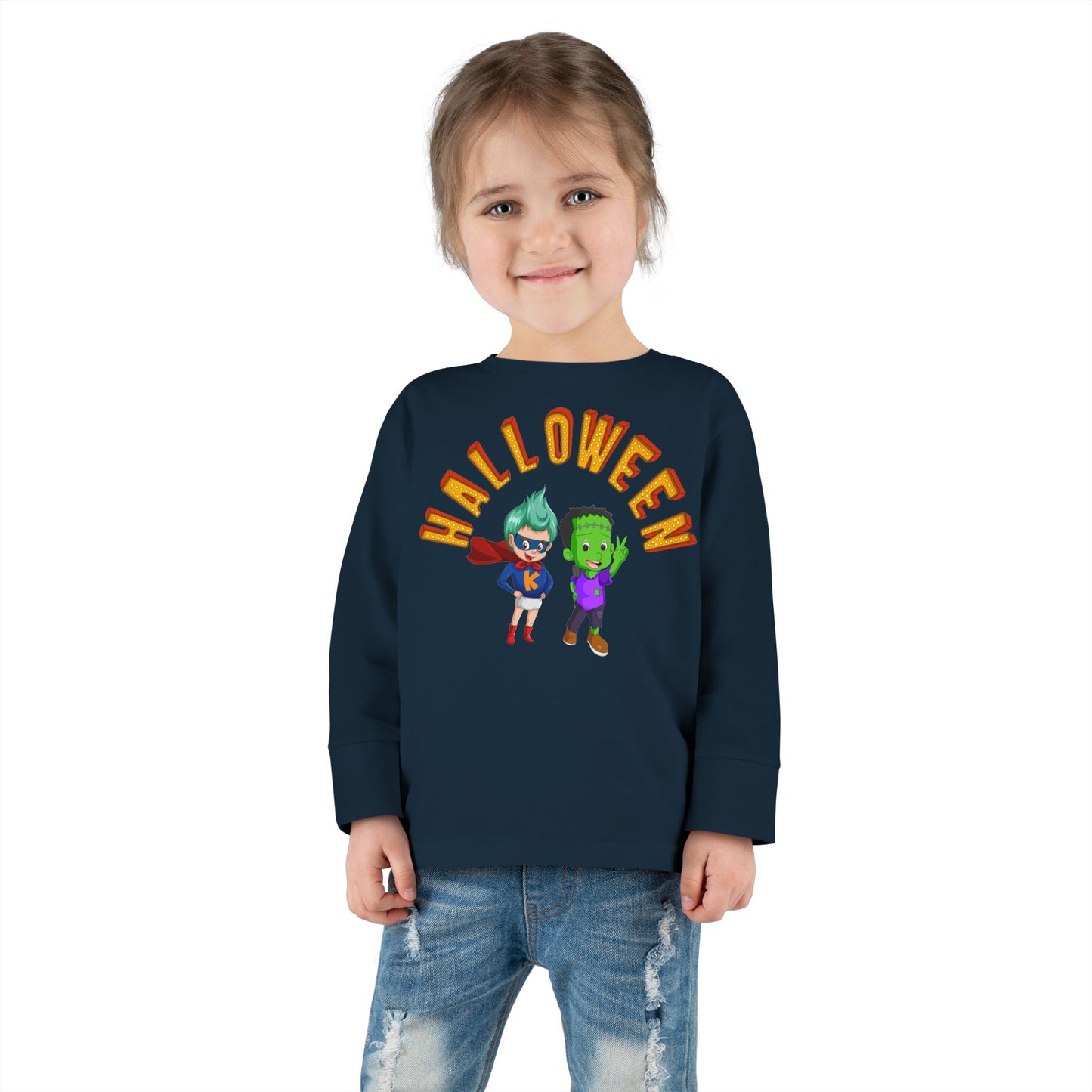 Toddler Long Sleeve Tee - Holloween with super kiddo