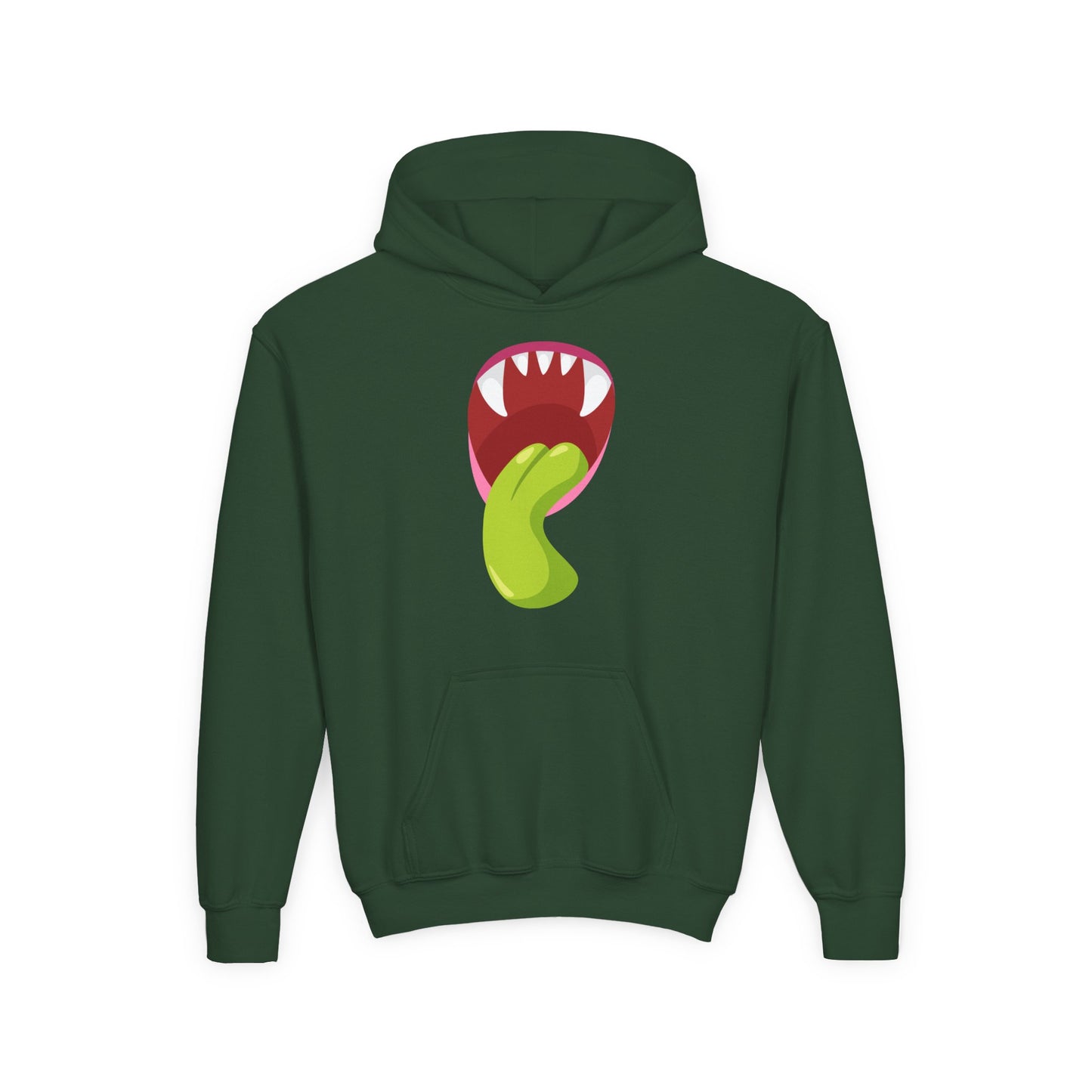 Youth Heavy Blend Hooded Sweatshirt - Monster showing tongue