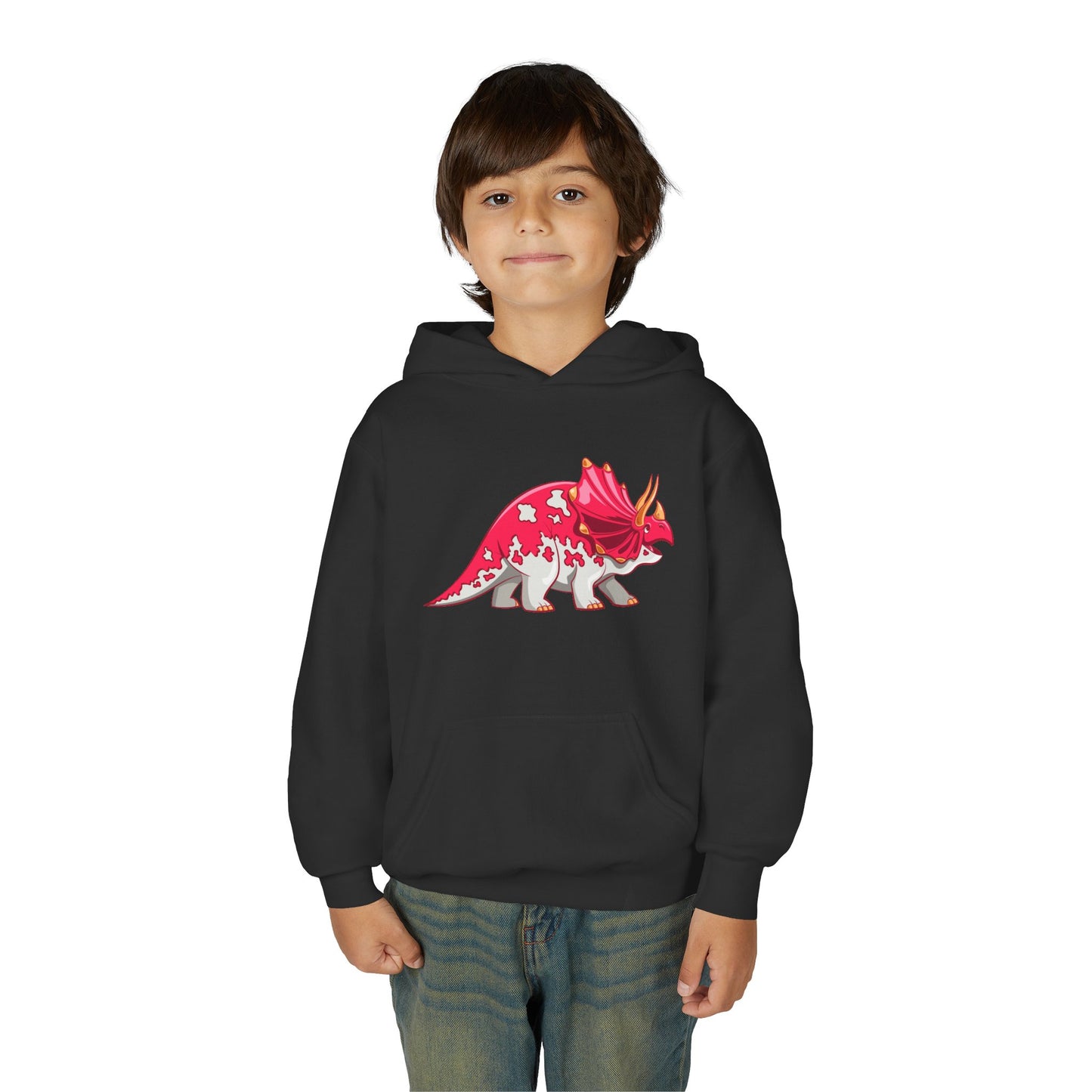 Youth Heavy Blend Hooded Sweatshirt - Triceratops Dino