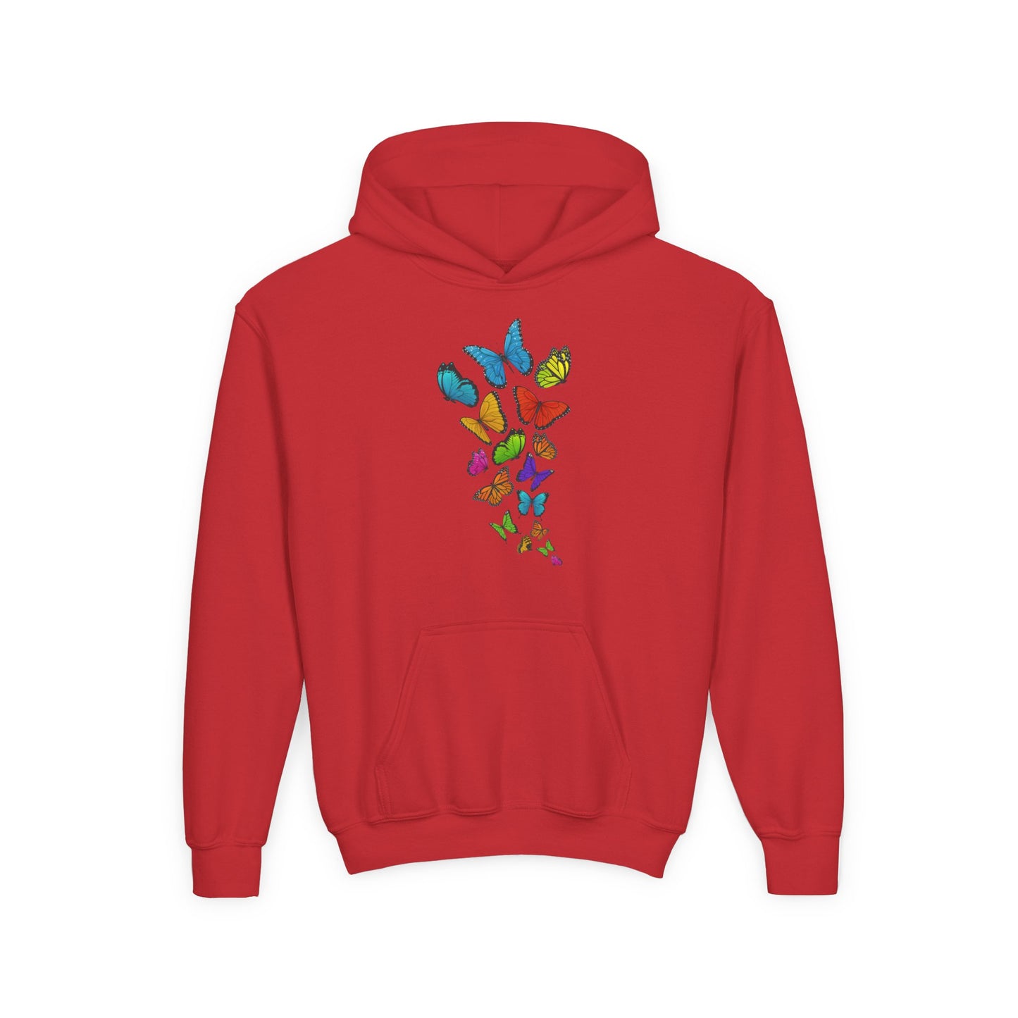 Youth Heavy Blend Hooded Sweatshirt - Group of colorful butterflies