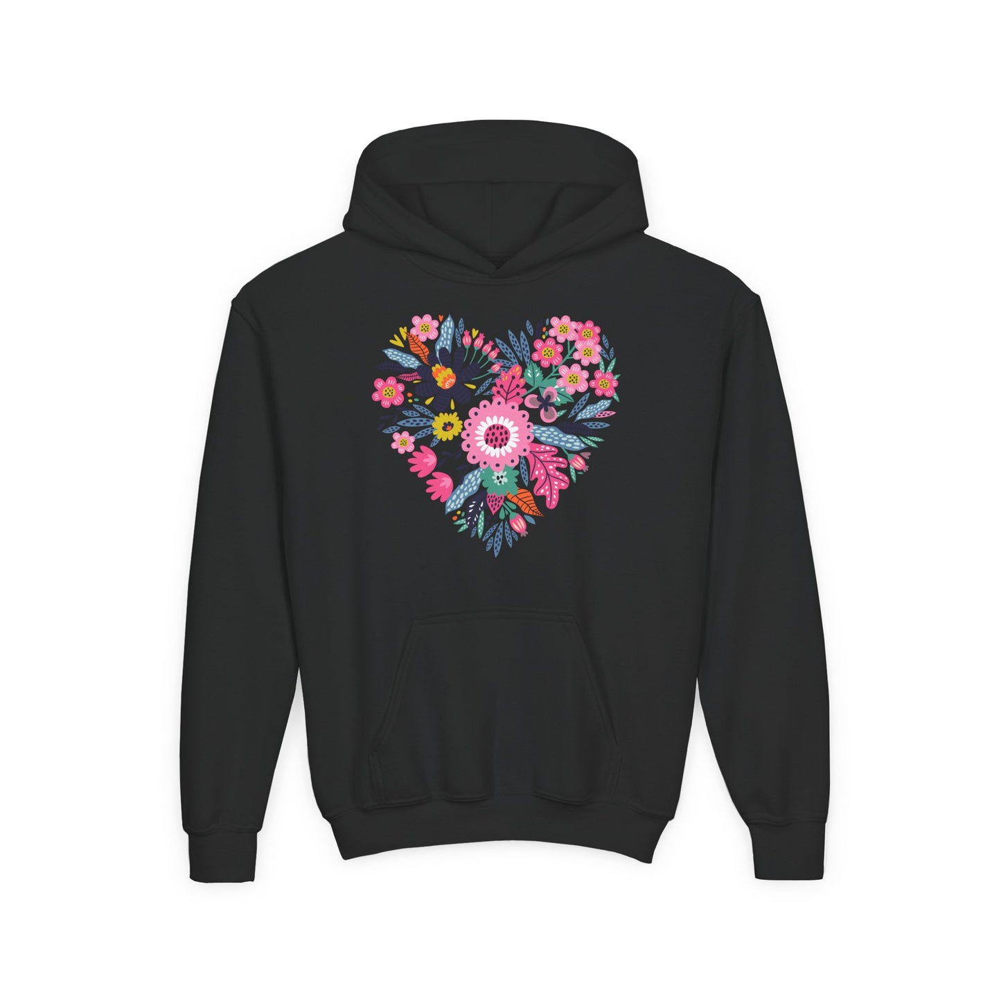 Youth Heavy Blend Hooded Sweatshirt - Flower hearts