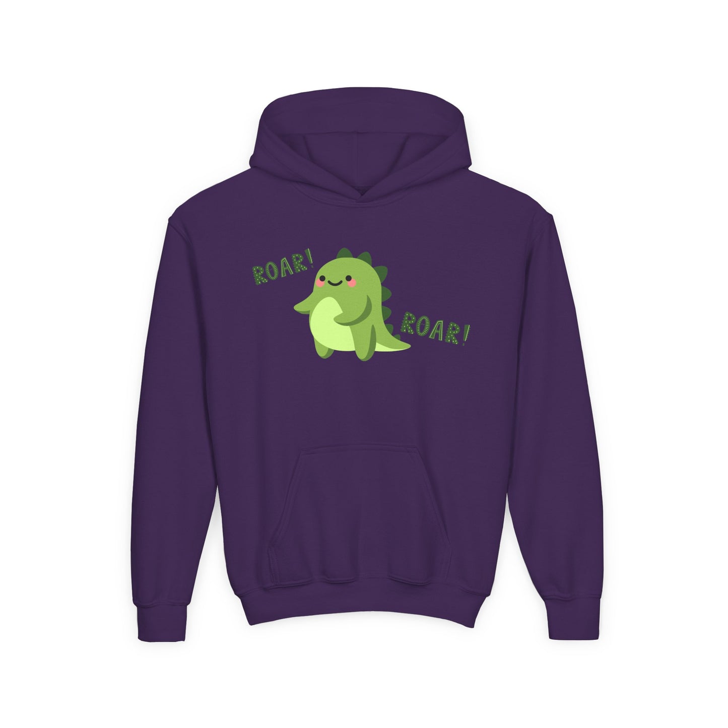 Youth Heavy Blend Hooded Sweatshirt - Cute Dinosaur Roar