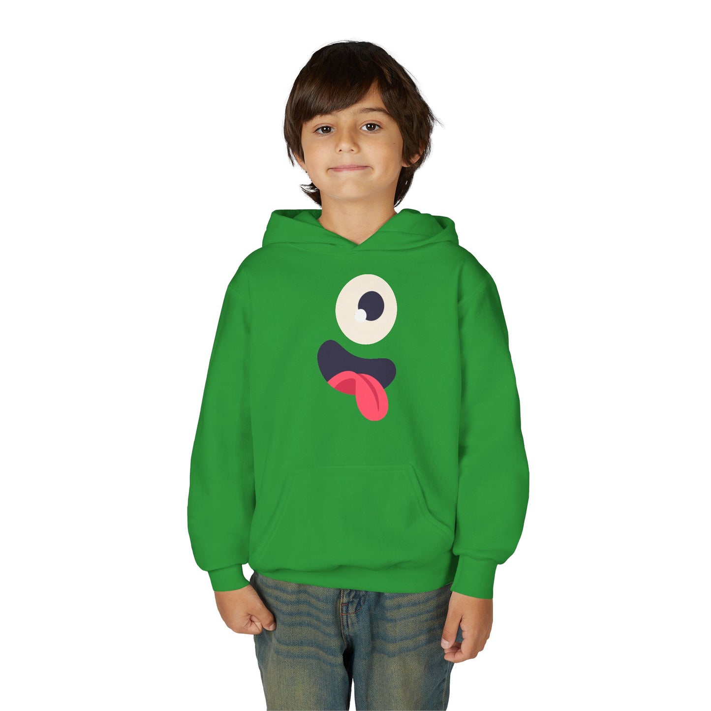 Youth Heavy Blend Hooded Sweatshirt - Monsters Eyes and tongue