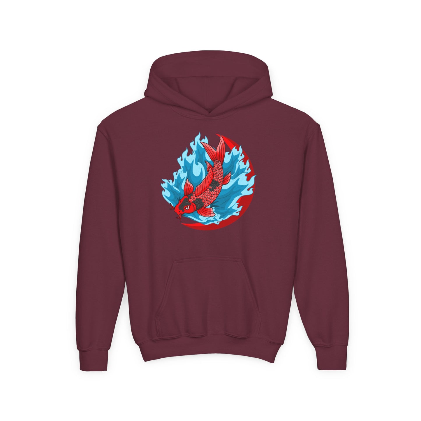 Youth Heavy Blend Hooded Sweatshirt - Red koi