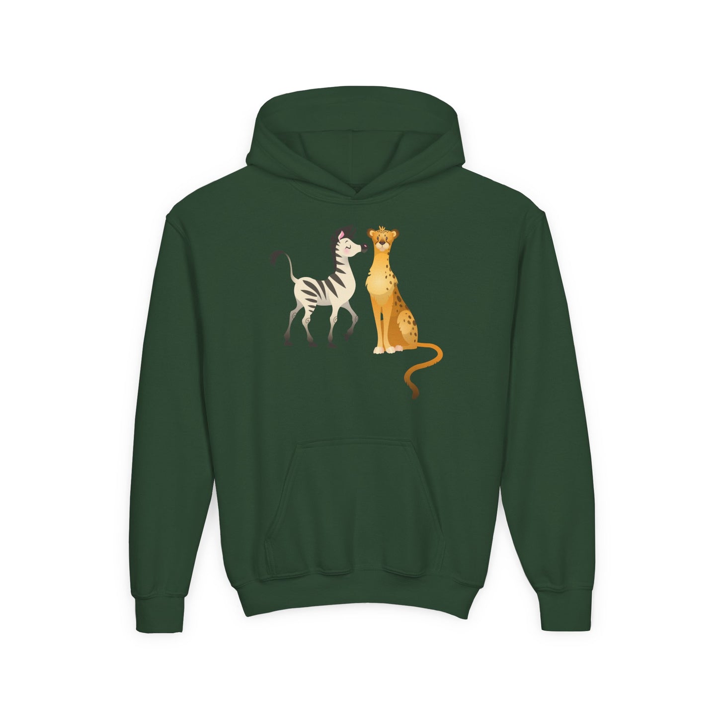Youth Heavy Blend Hooded Sweatshirt - The zebra and tiger