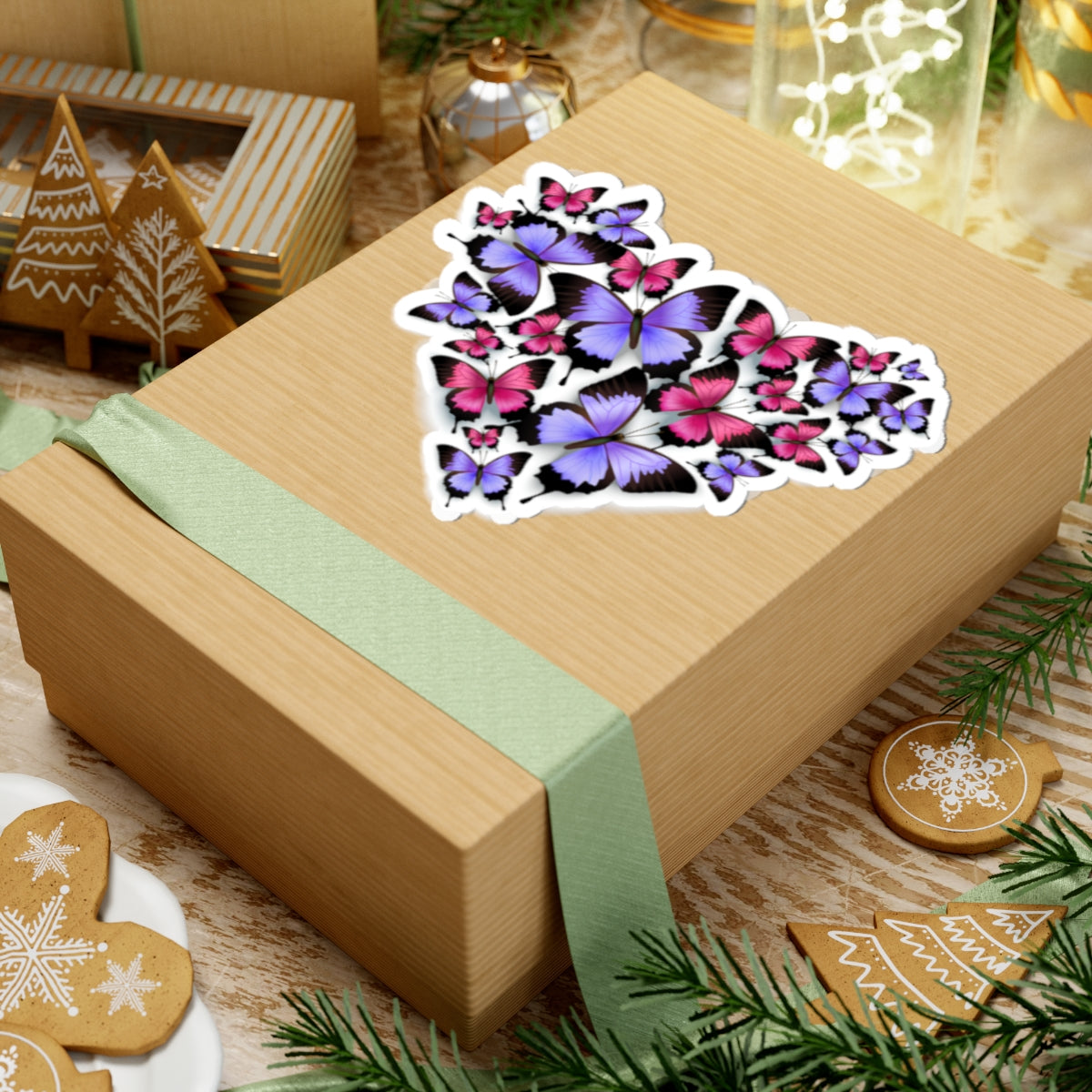 Kiss-Cut Vinyl Decals - Heart shape monarch butterfly
