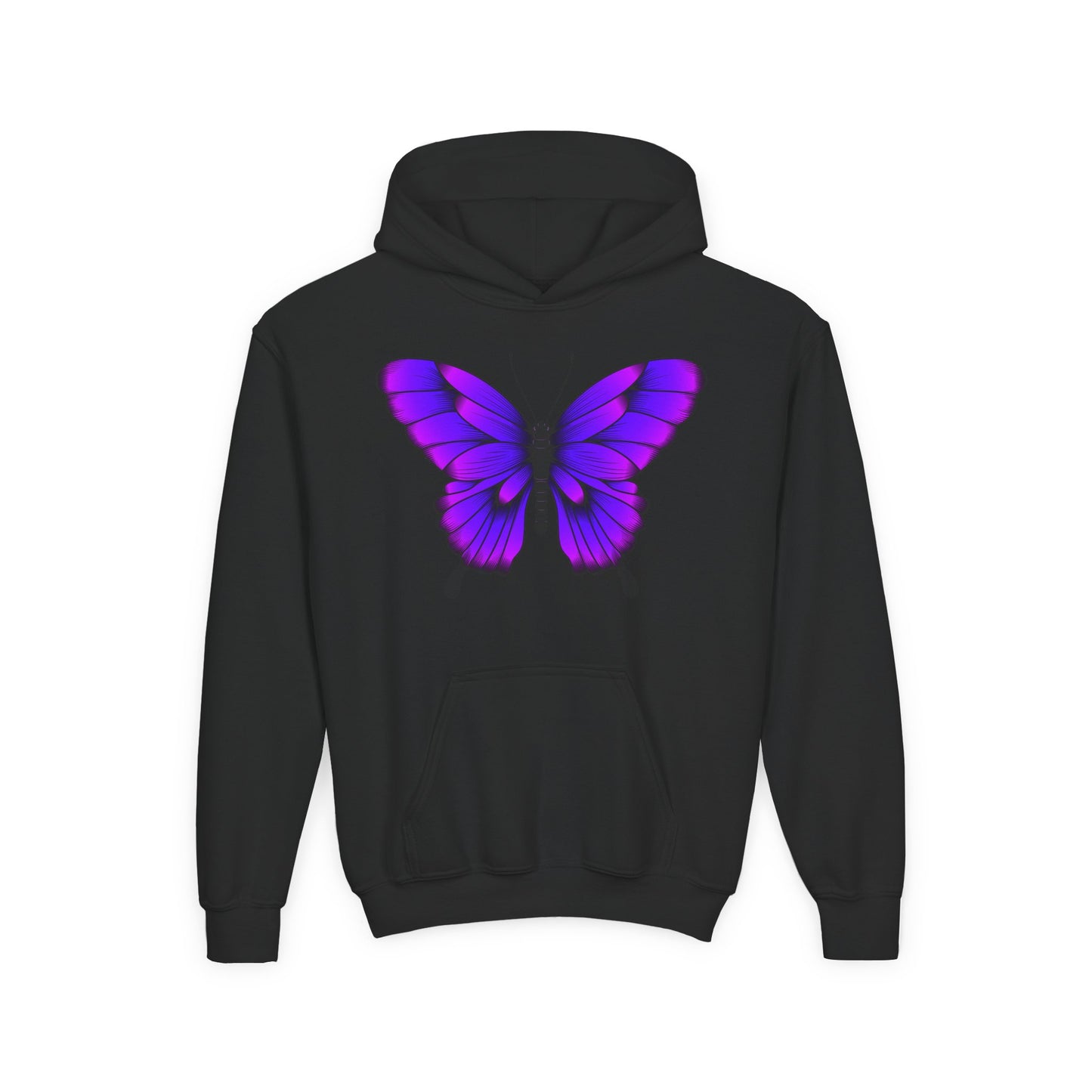 Youth Heavy Blend Hooded Sweatshirt - Tropical purple butterfly