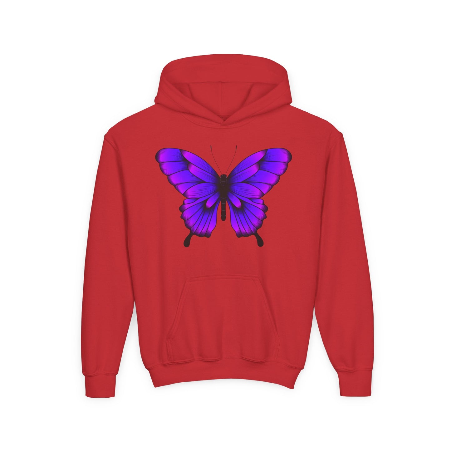 Youth Heavy Blend Hooded Sweatshirt - Tropical purple butterfly