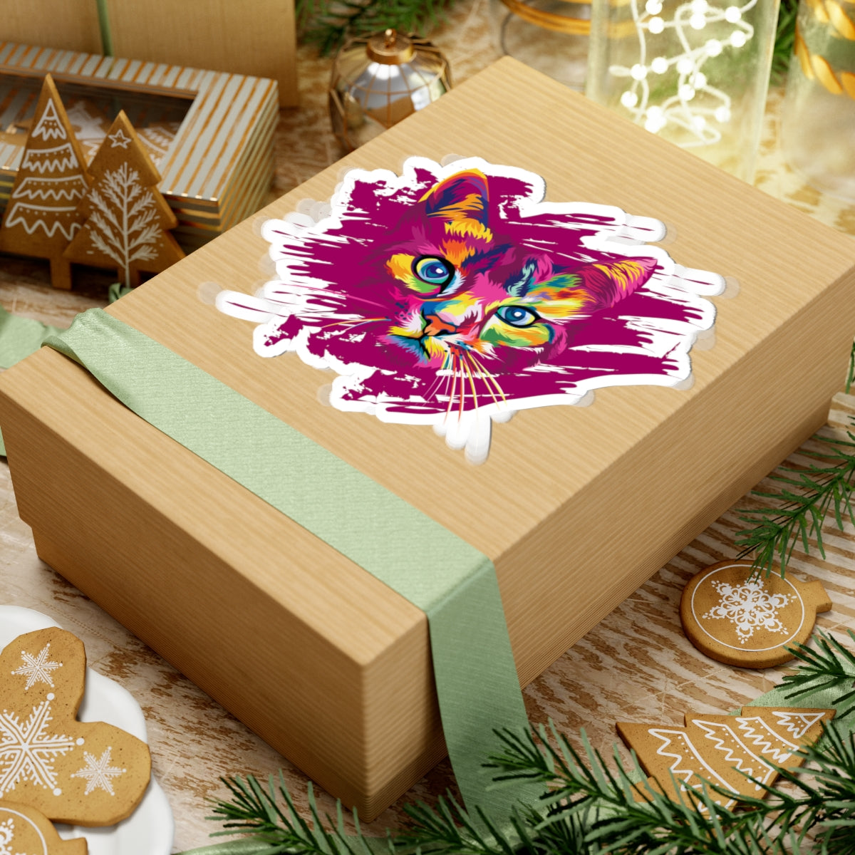 Kiss-Cut Stickers - Colorful cat