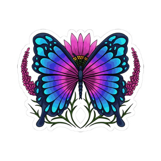 Kiss-Cut Vinyl Decals - Butterfly on the flower