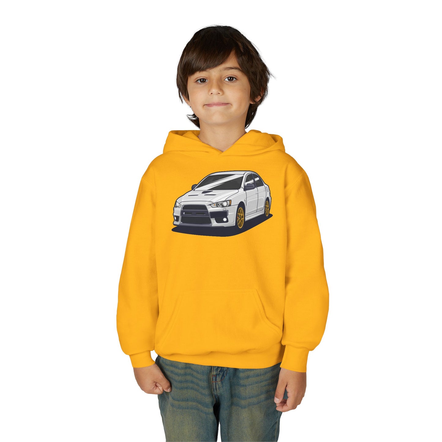 Youth Heavy Blend Hooded Sweatshirt - White car