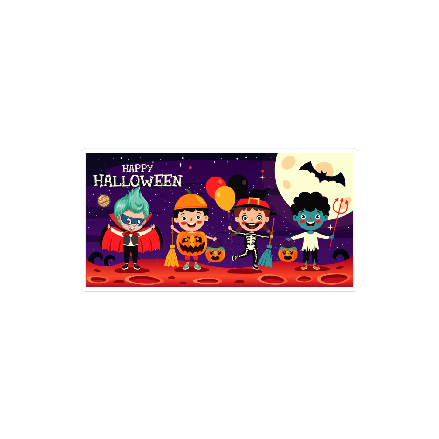 Halloween Kiss-Cut Vinyl Decals – Super kiddo with friends on holloween