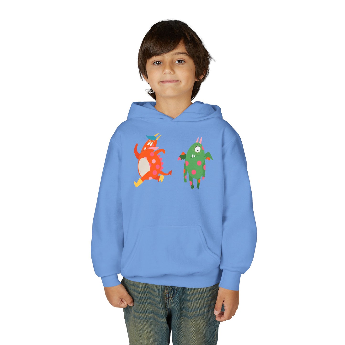 Youth Heavy Blend Hooded Sweatshirt - Monsters in action
