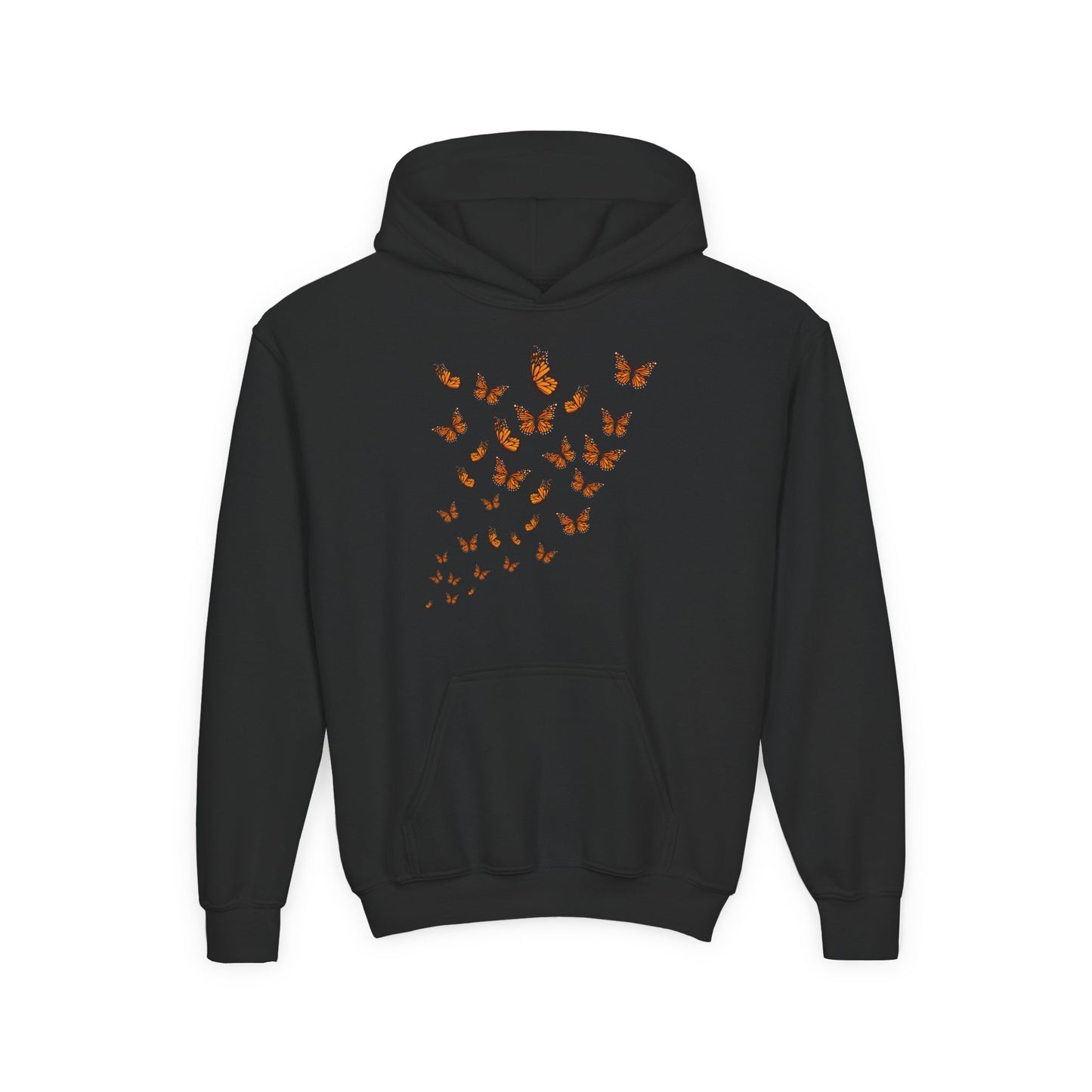 Youth Heavy Blend Hooded Sweatshirt - Group of monarch butterfly