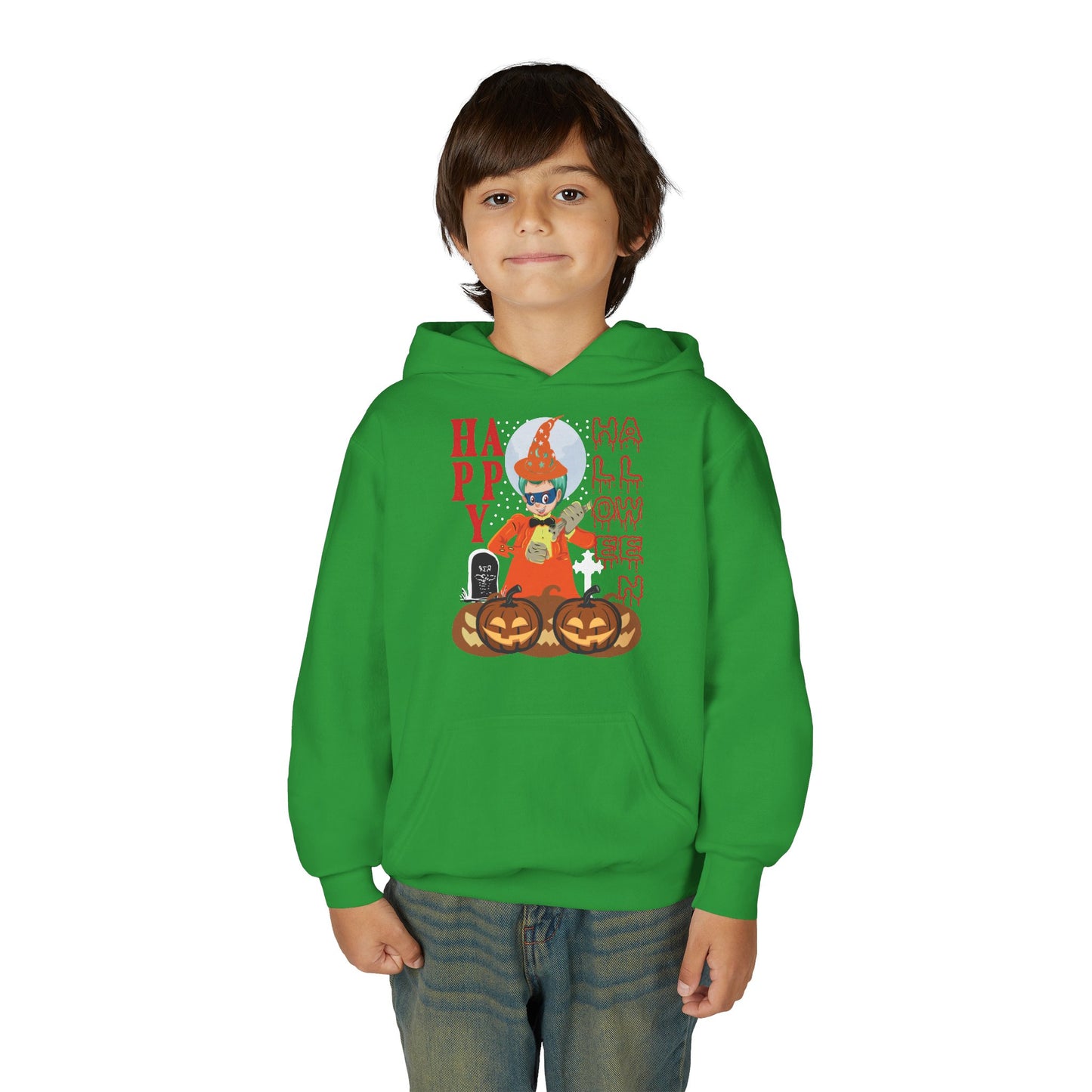 Youth Heavy Blend Hooded Sweatshirt - Holloween design by super kiddo