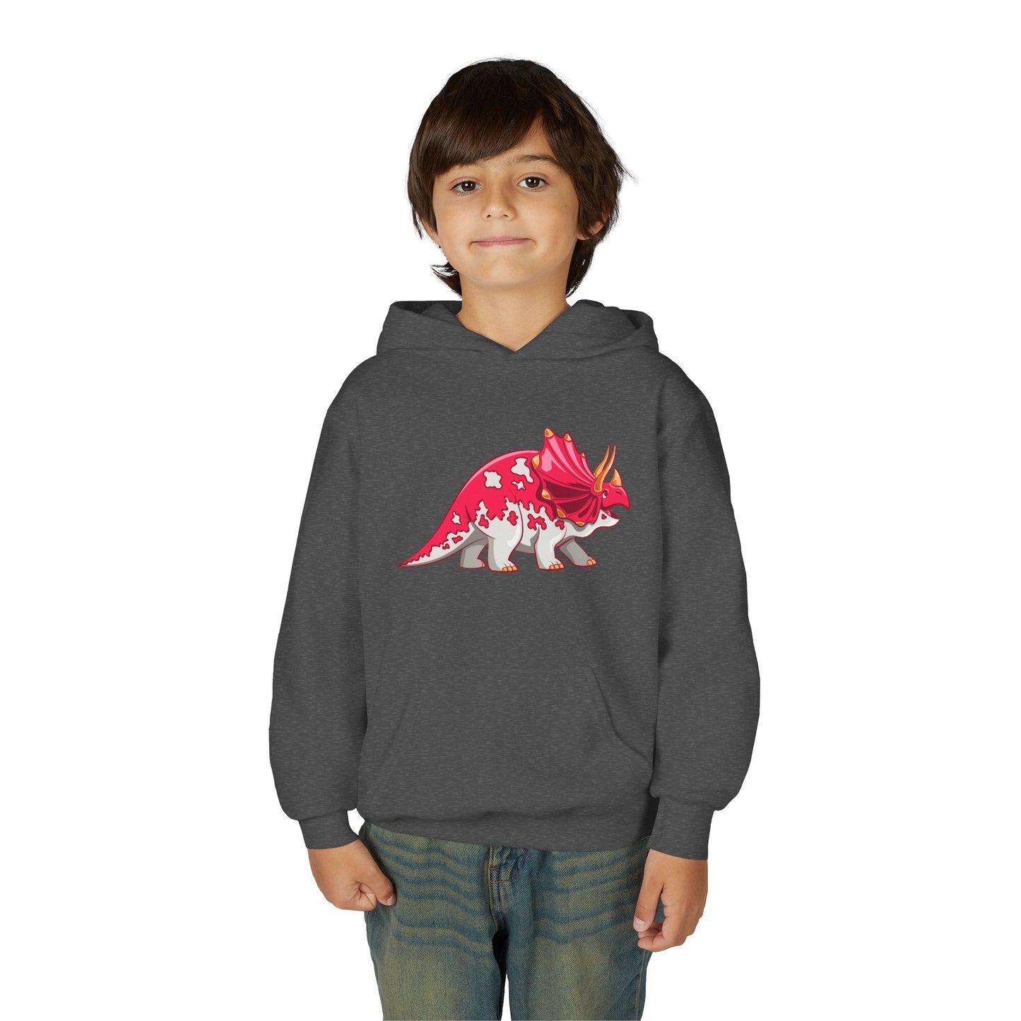 Youth Heavy Blend Hooded Sweatshirt - Triceratops Dino
