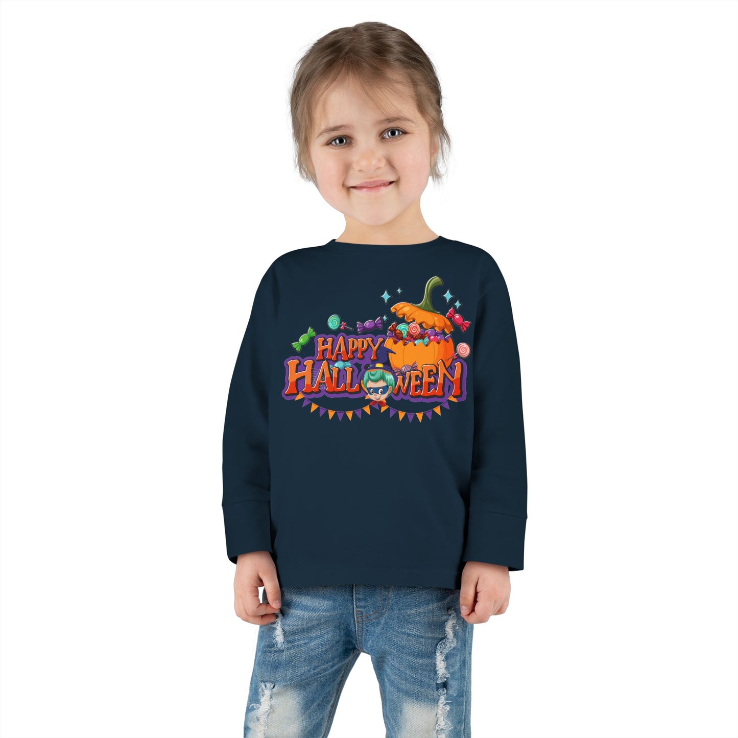 Toddler Long Sleeve Tee - Happy halloween banner