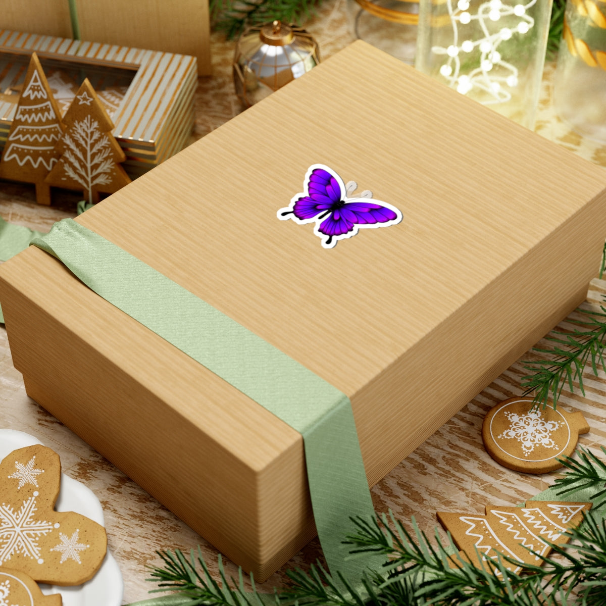 Kiss-Cut Vinyl Decals - Tropical purple butterfly