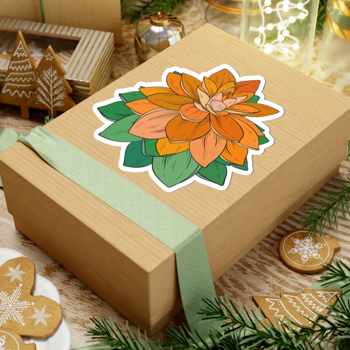Kiss-Cut Vinyl Decals - Orange flower