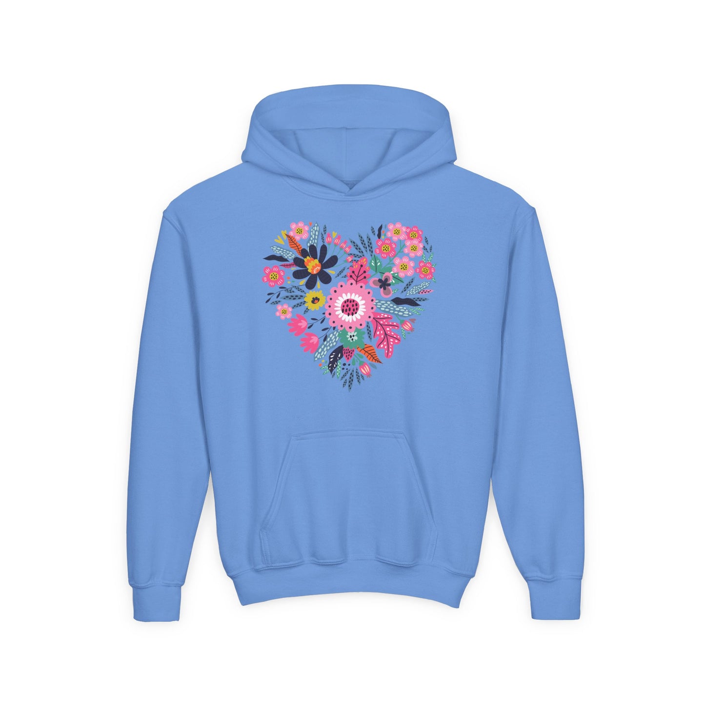 Youth Heavy Blend Hooded Sweatshirt - Flower hearts