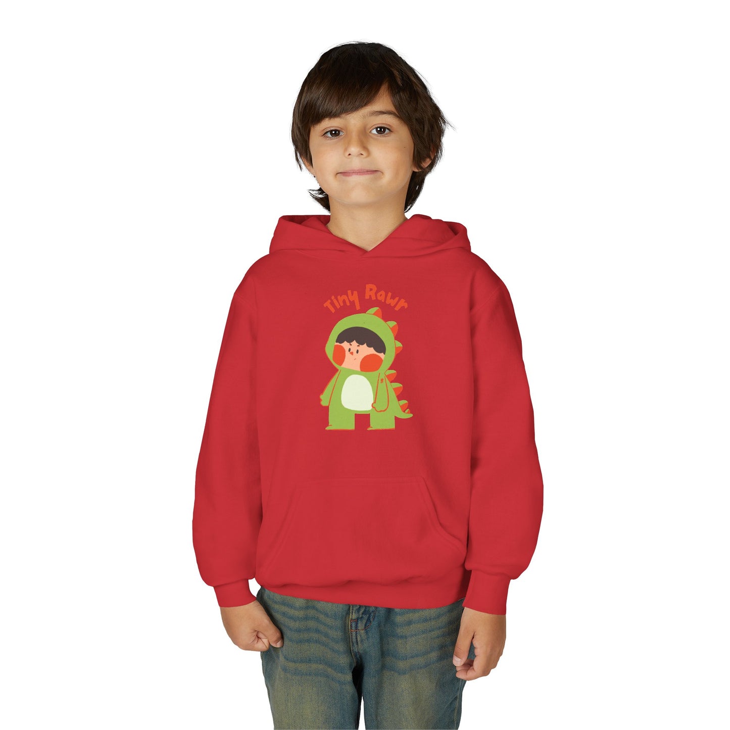 Youth Heavy Blend Hooded Sweatshirt - Tiny Raur, Cute Dino