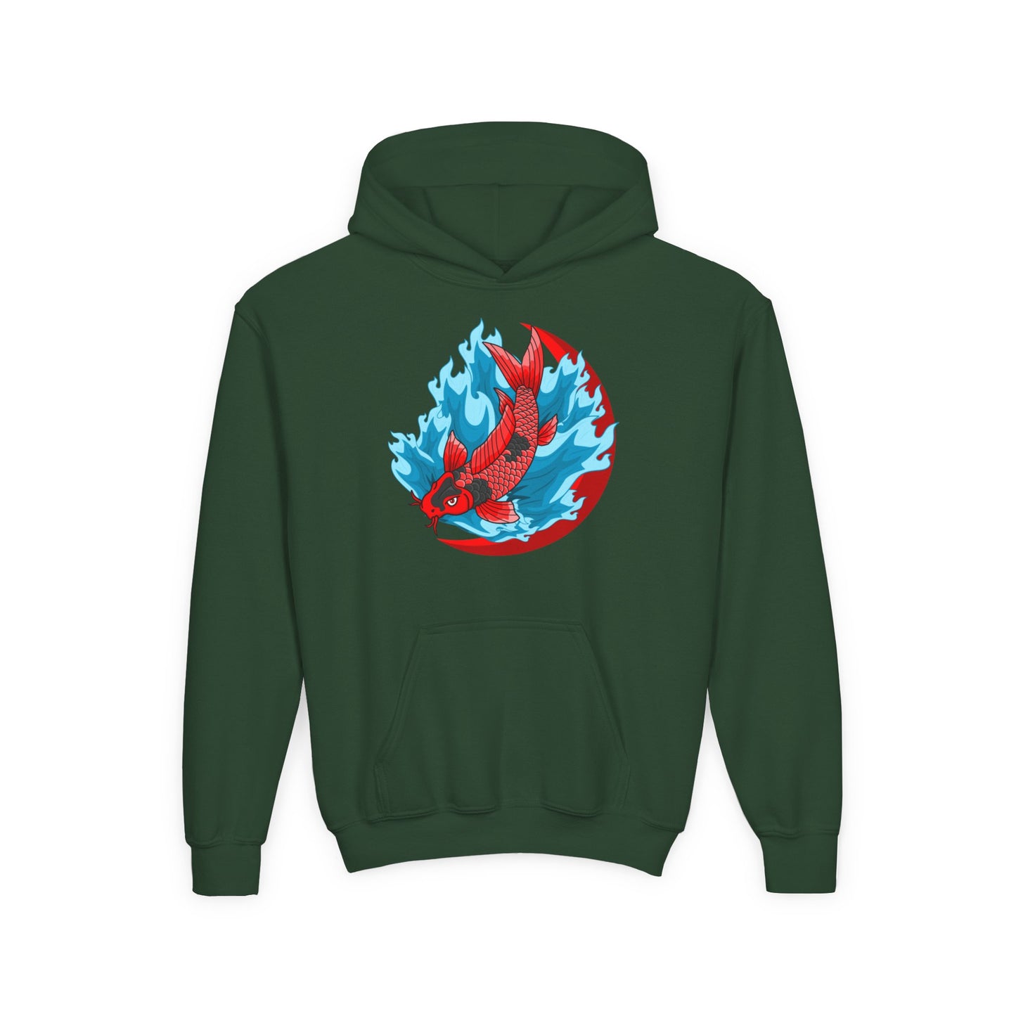 Youth Heavy Blend Hooded Sweatshirt - Red koi