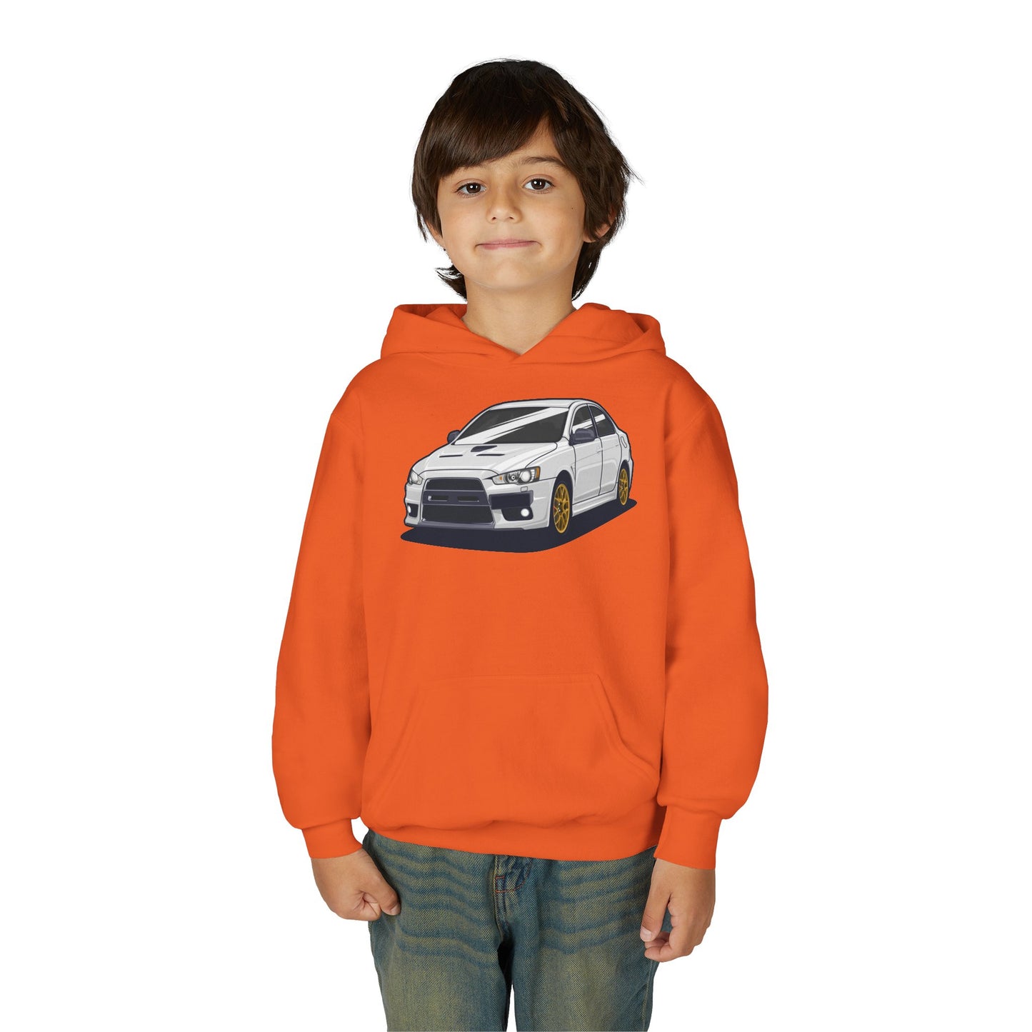 Youth Heavy Blend Hooded Sweatshirt - White car