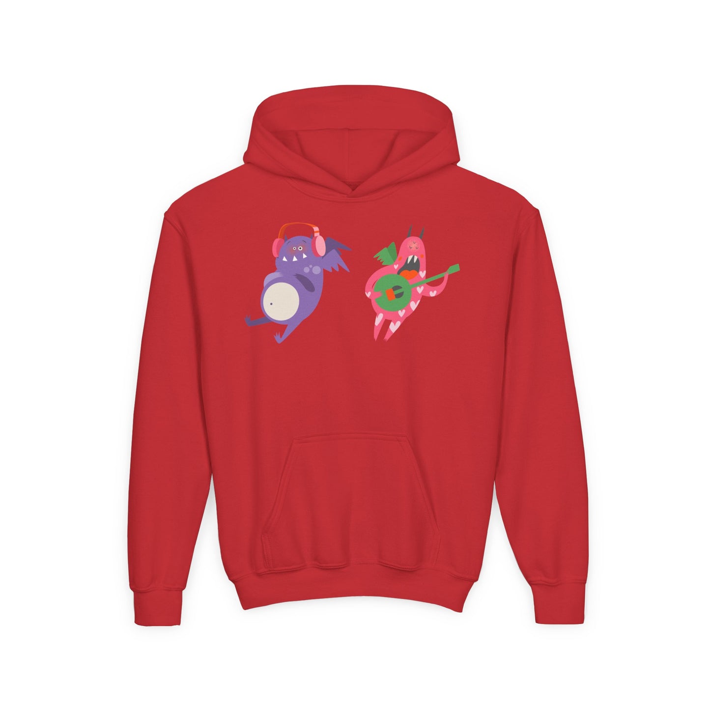 Youth Heavy Blend Hooded Sweatshirt - Monsters playing instruments