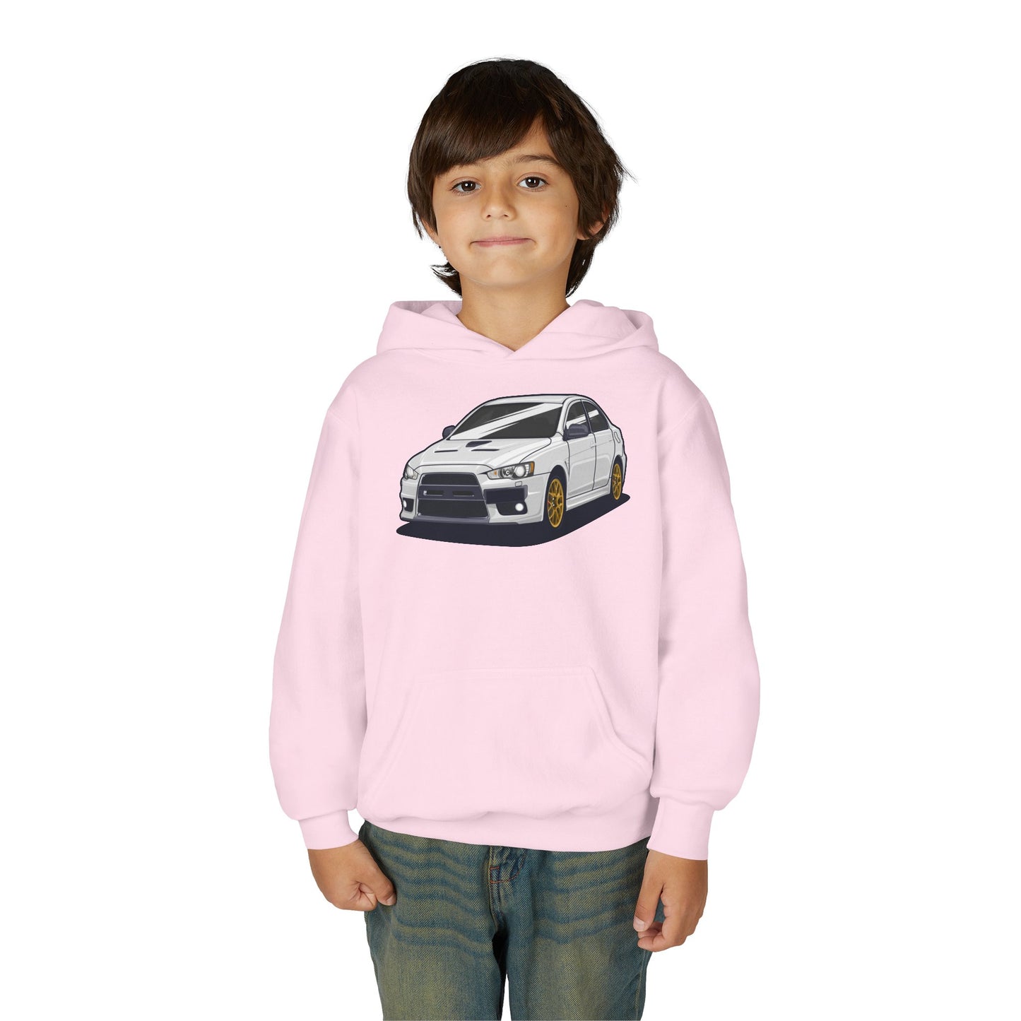 Youth Heavy Blend Hooded Sweatshirt - White car