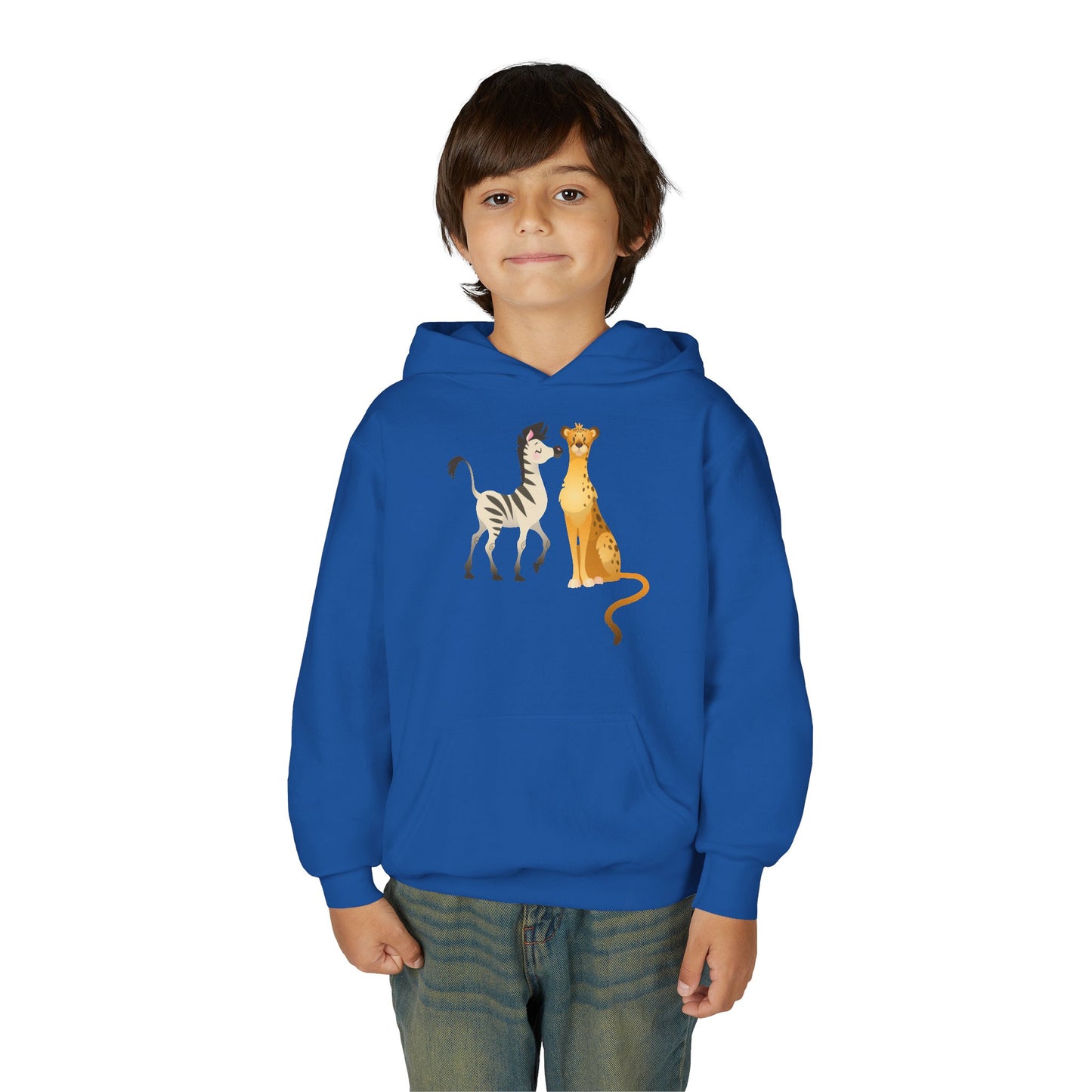 Youth Heavy Blend Hooded Sweatshirt - The zebra and tiger
