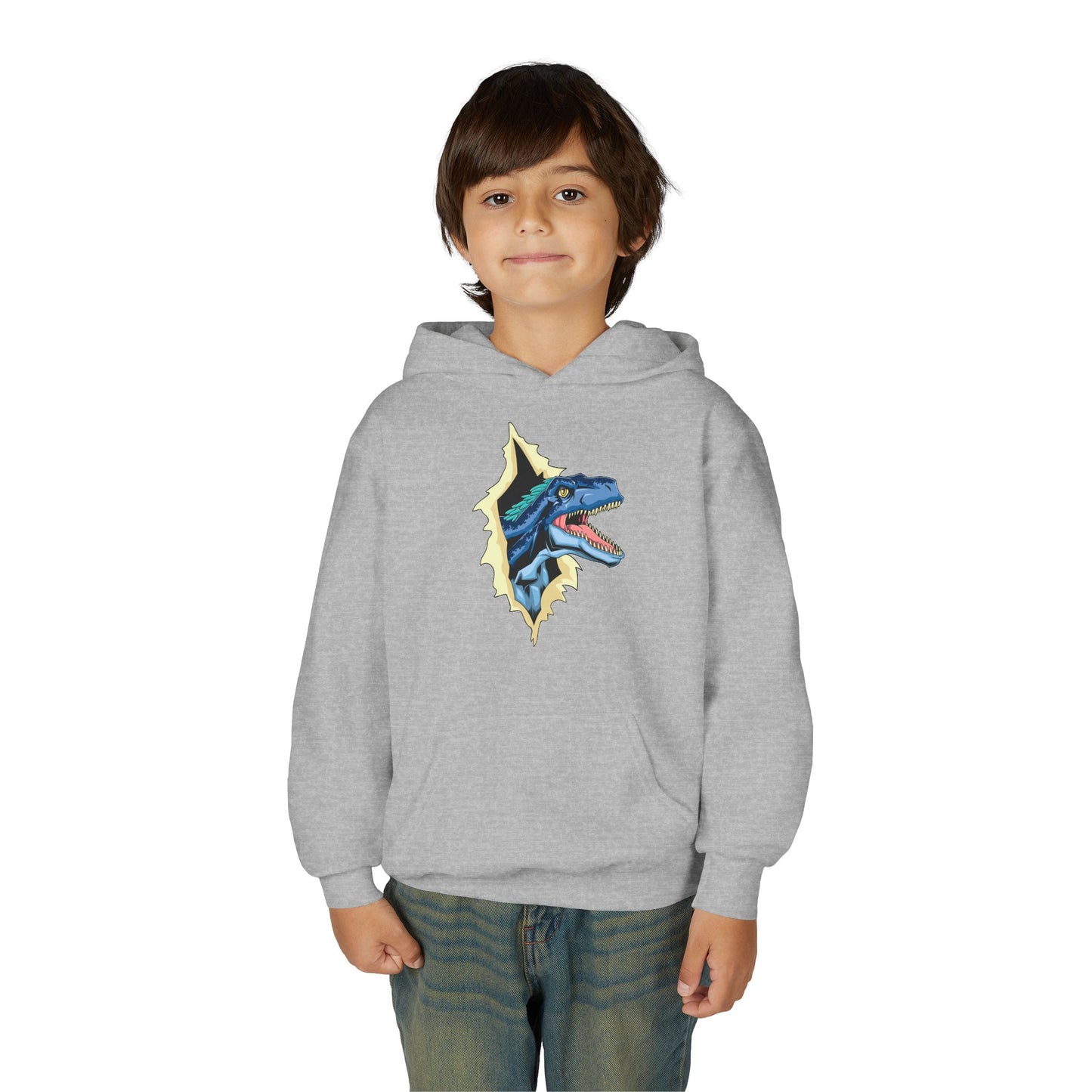 Youth Heavy Blend Hooded Sweatshirt -  Utah raptor dinosaur