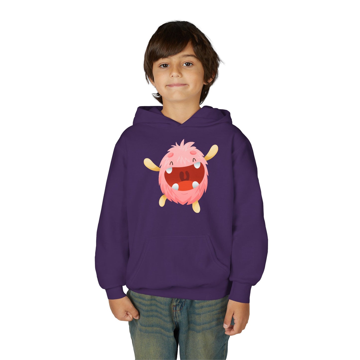 Youth Heavy Blend Hooded Sweatshirt - Baby pink monster