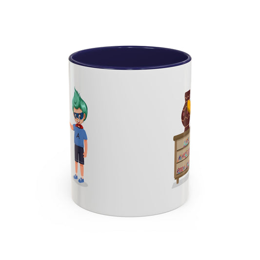 Accent Coffee Mug - Super kiddo cleaning a vase