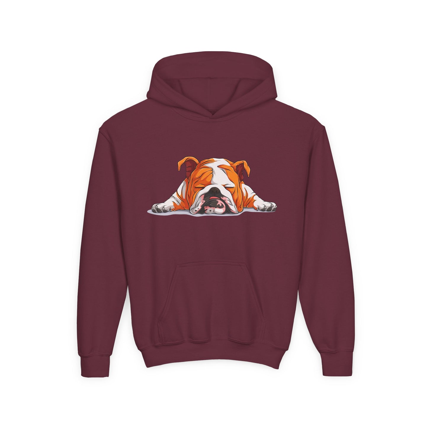 Youth Heavy Blend Hooded Sweatshirt -  Sleeping english bulldog