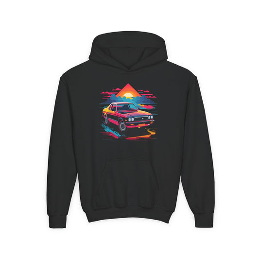 Kids Retro Car Hoodie Printify