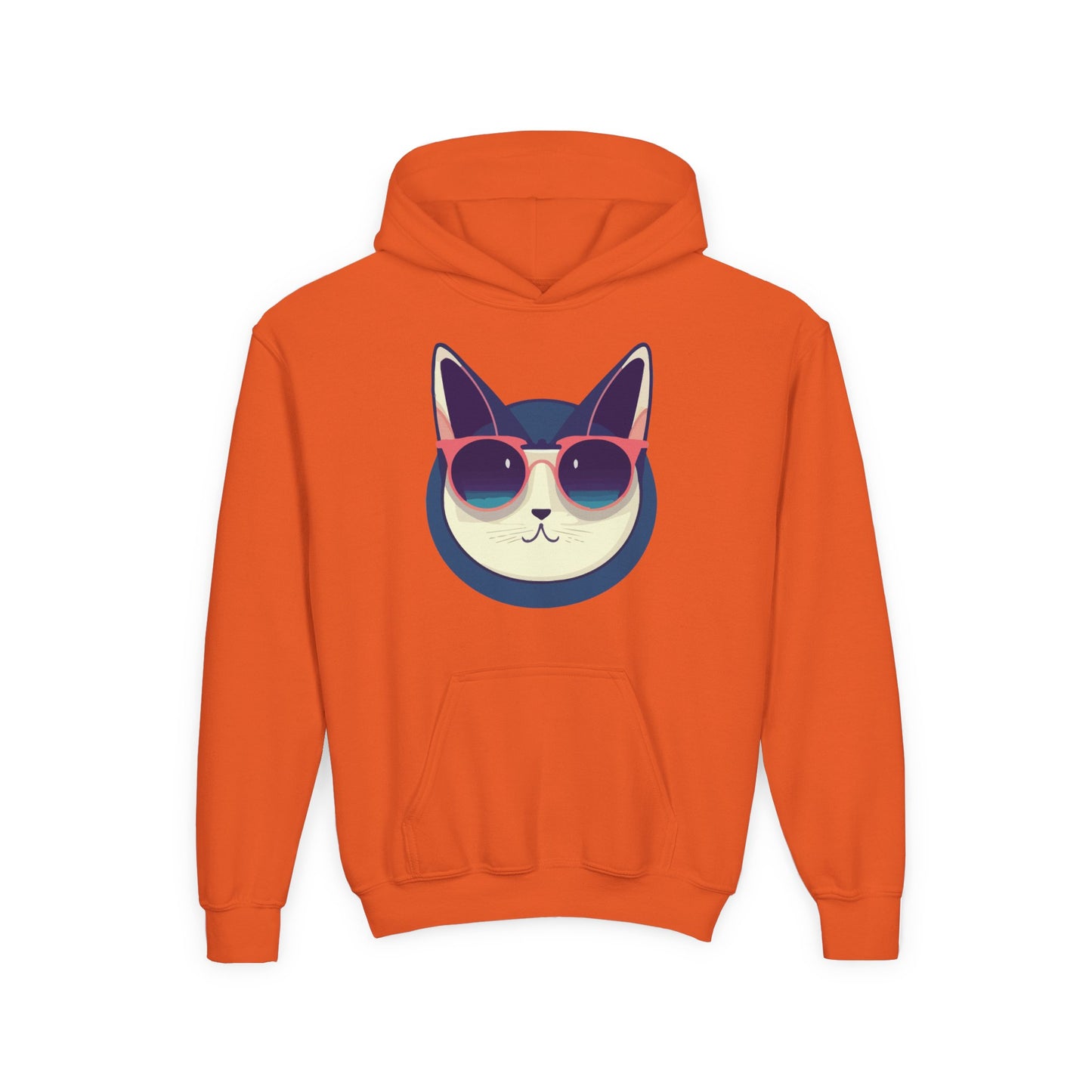 Youth Heavy Blend Hooded Sweatshirt - Cool Cat Sunglasses