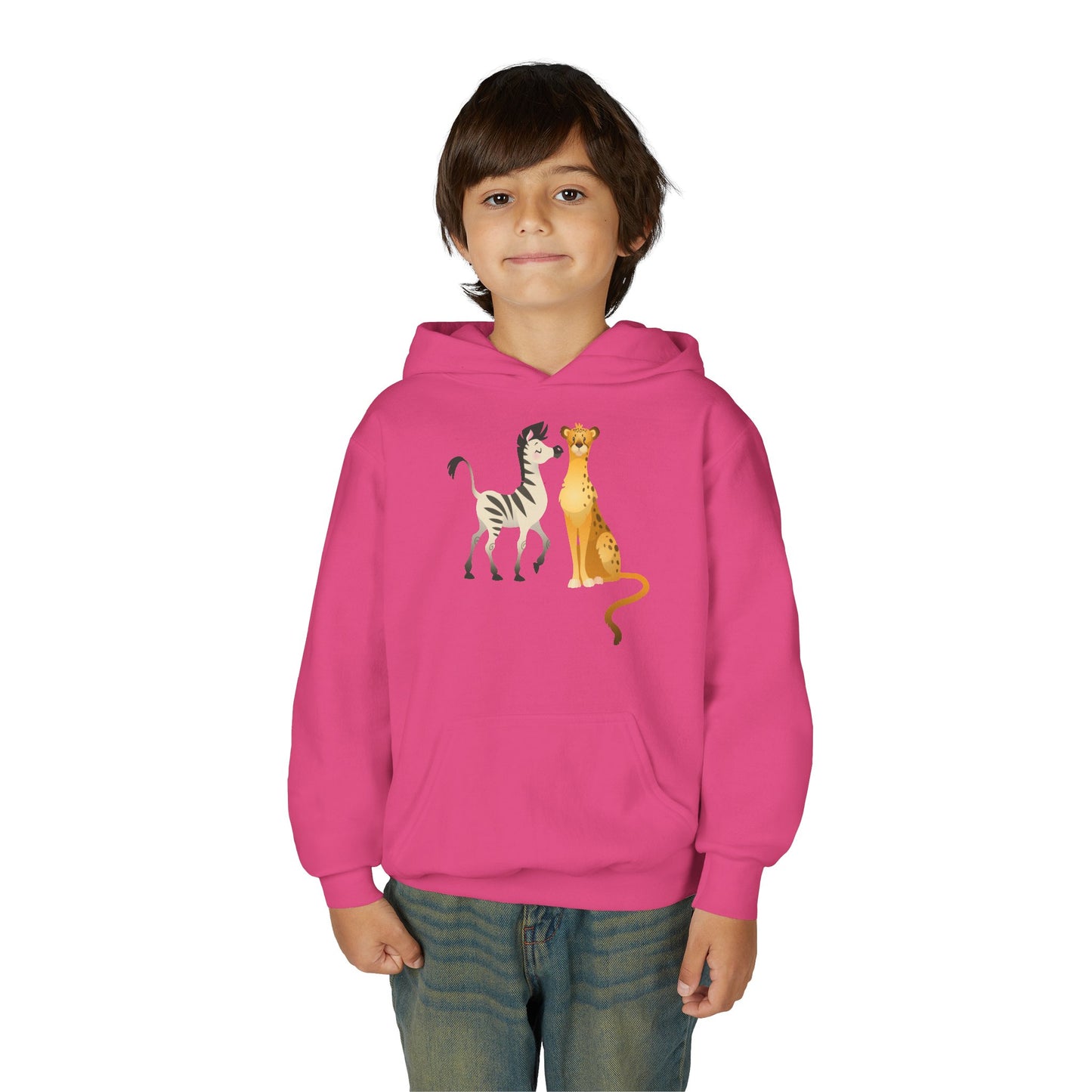 Youth Heavy Blend Hooded Sweatshirt - The zebra and tiger