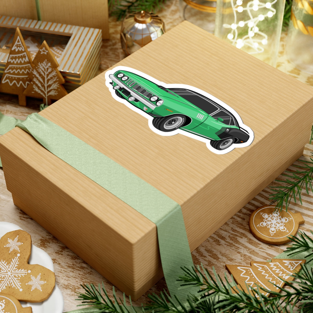 Kiss-Cut Vinyl Decals - Vintage green car