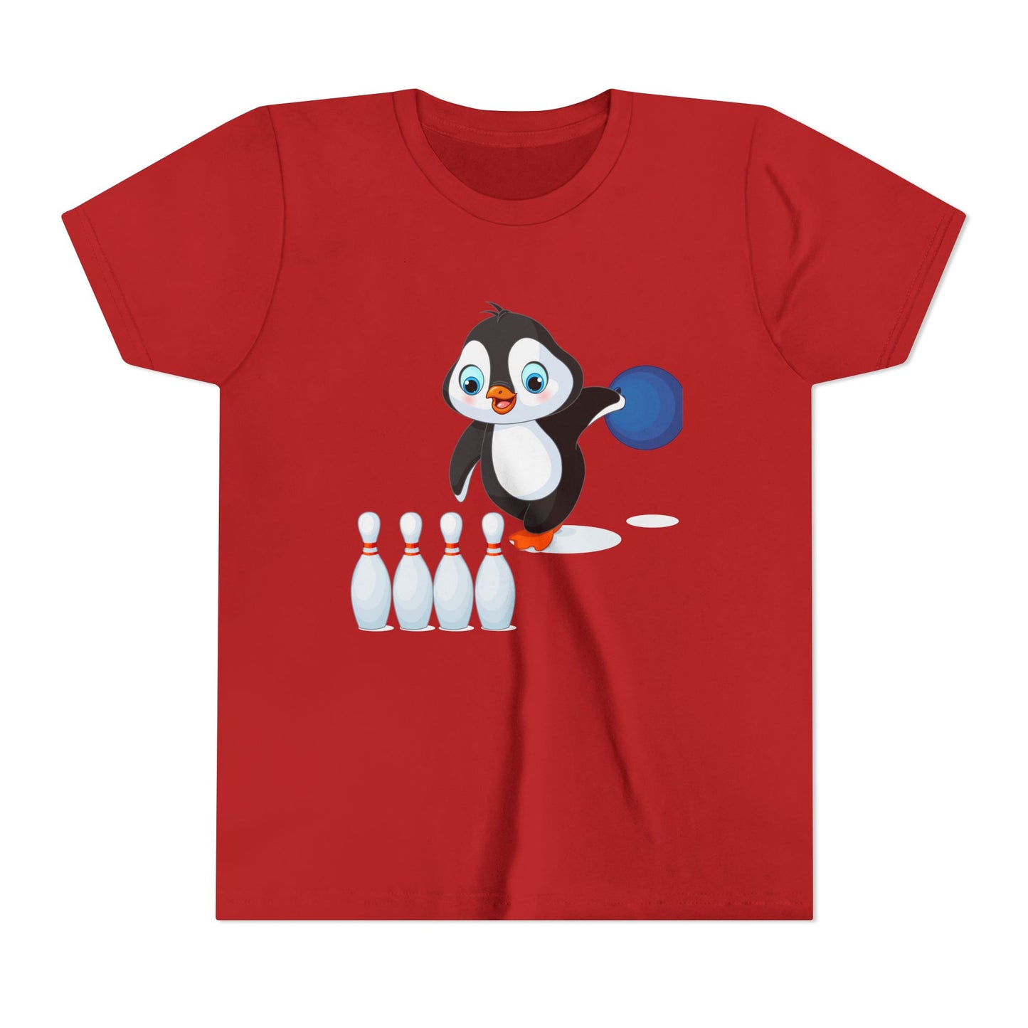 Adorable Penguin Bowling Youth Tee | Fun Kids Shirt, Playful Outfit, Birthday Gift, Sports Apparel, Cute Casual Wear