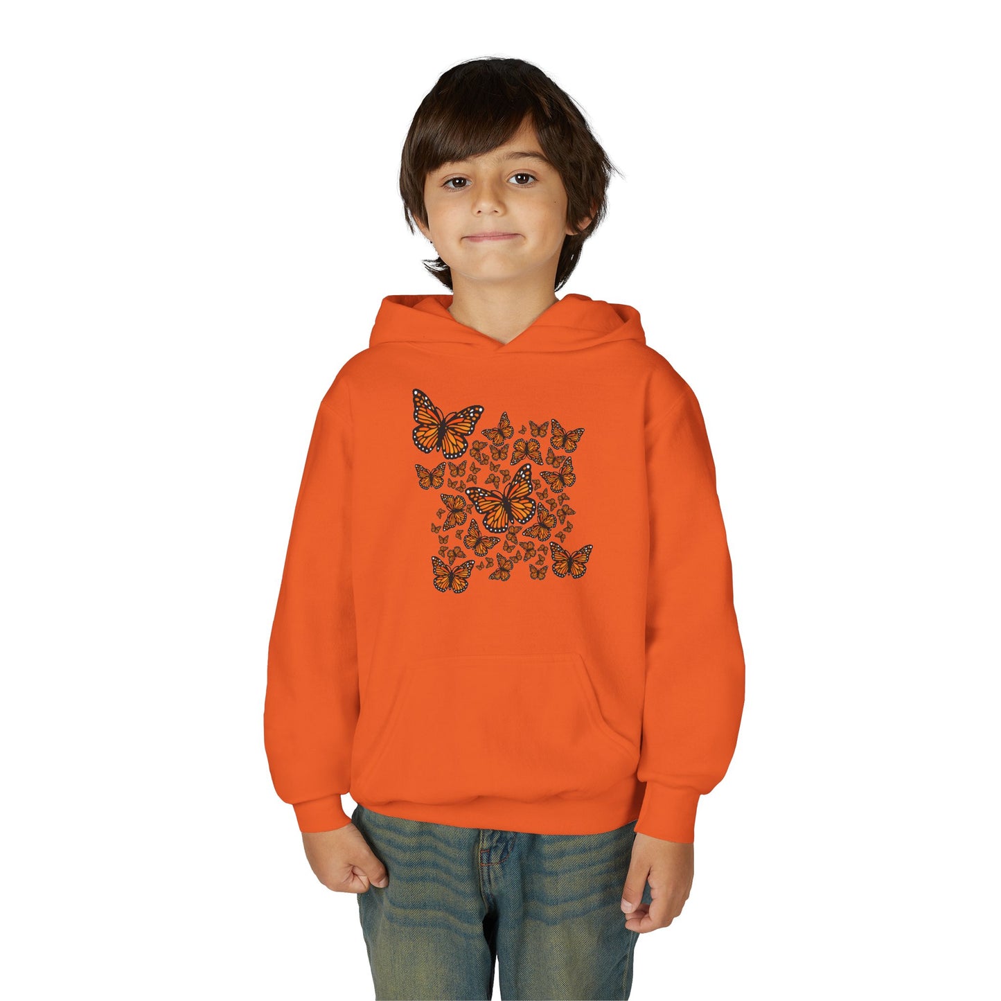 Youth Heavy Blend Hooded Sweatshirt -  Monarch butterflies